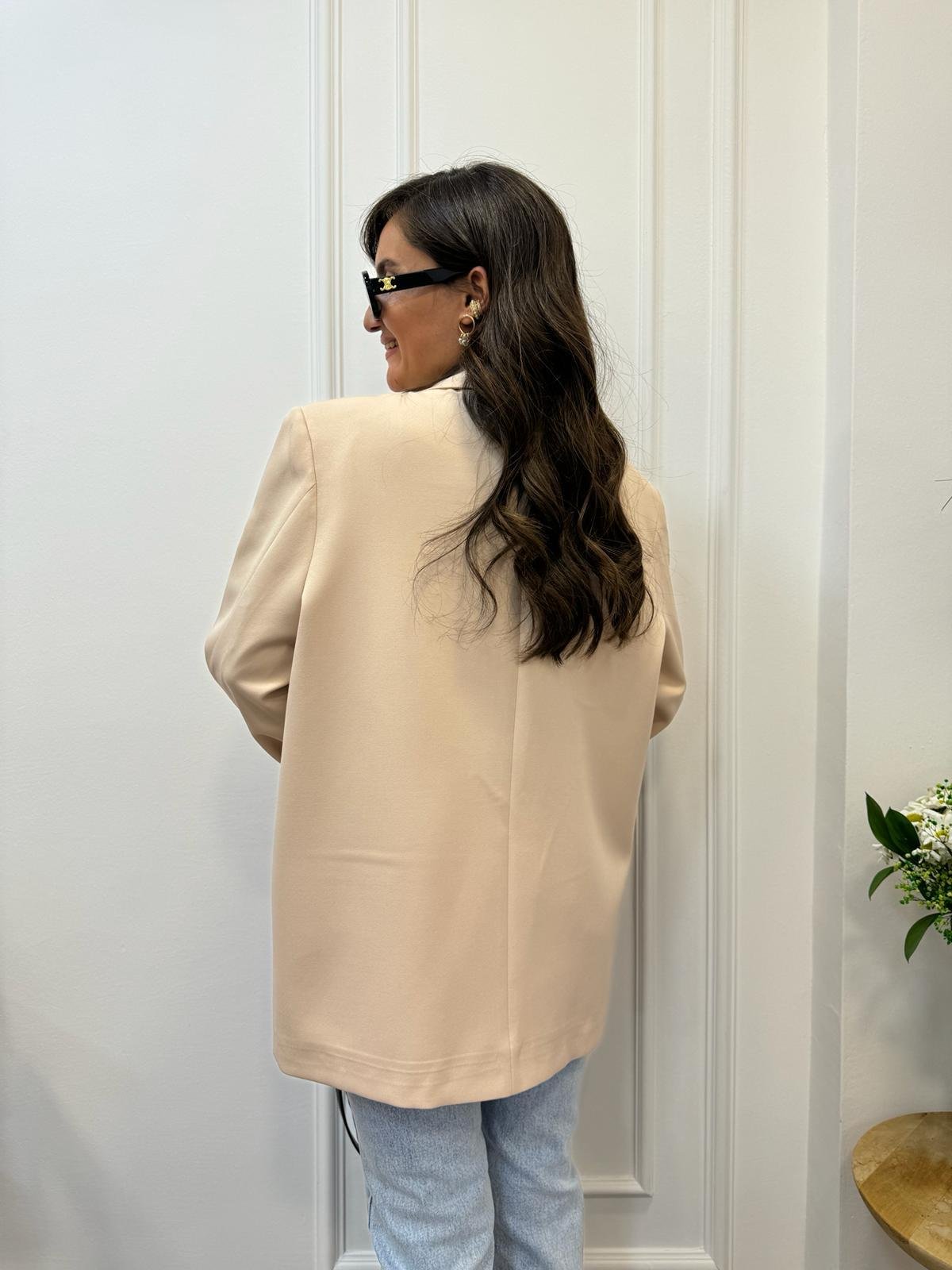 Bej Tasarım Nakış Detaylı Blazer Ceket 1401