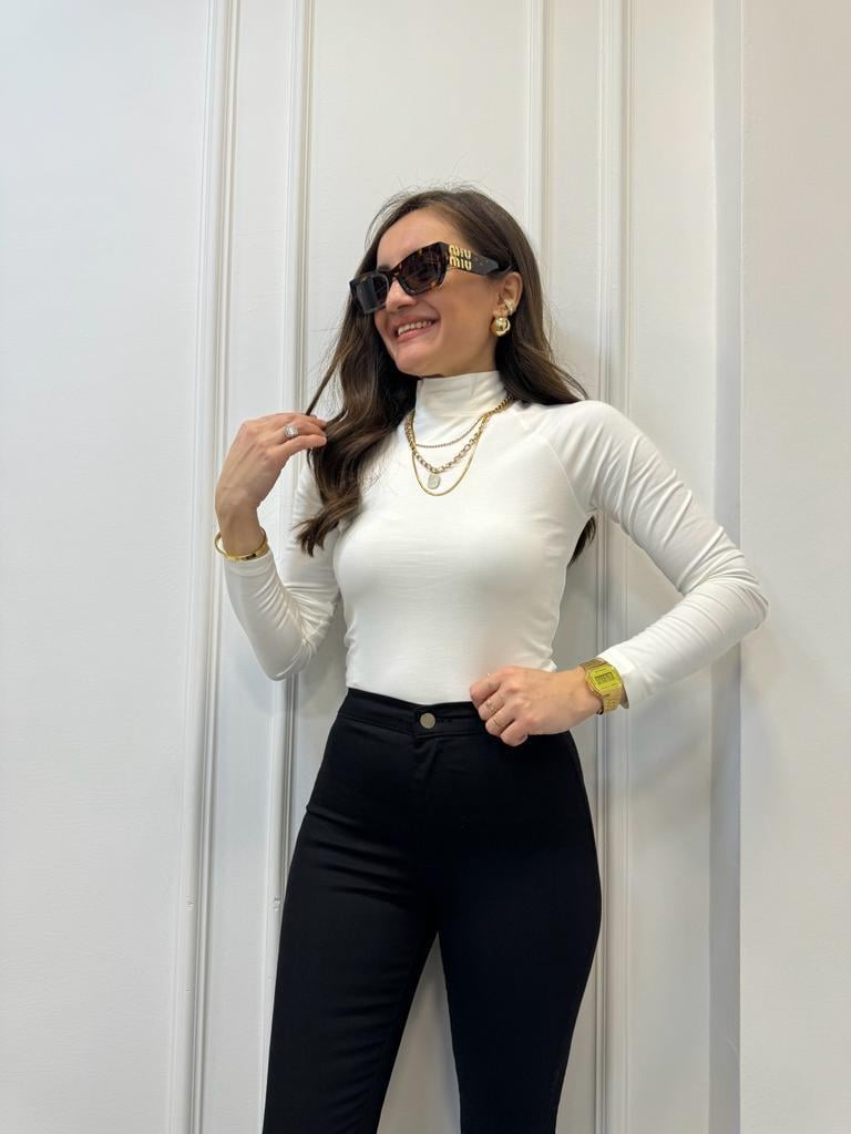 Beyaz Balıkçı Yaka Bluz 5171