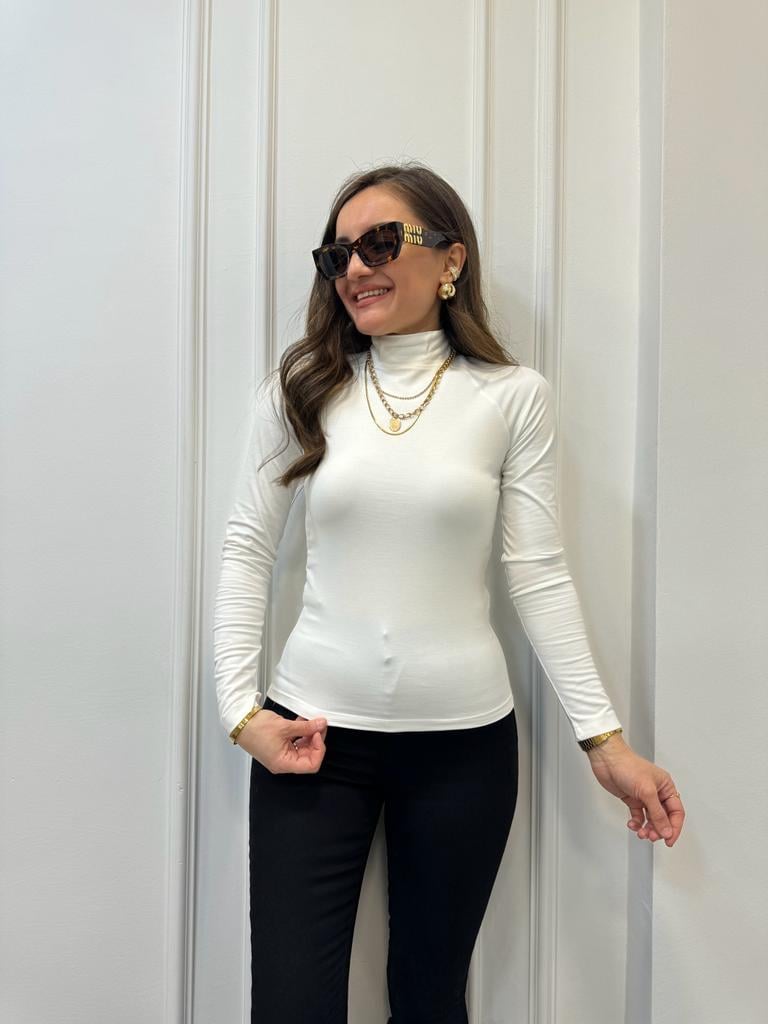 Beyaz Balıkçı Yaka Bluz 5171