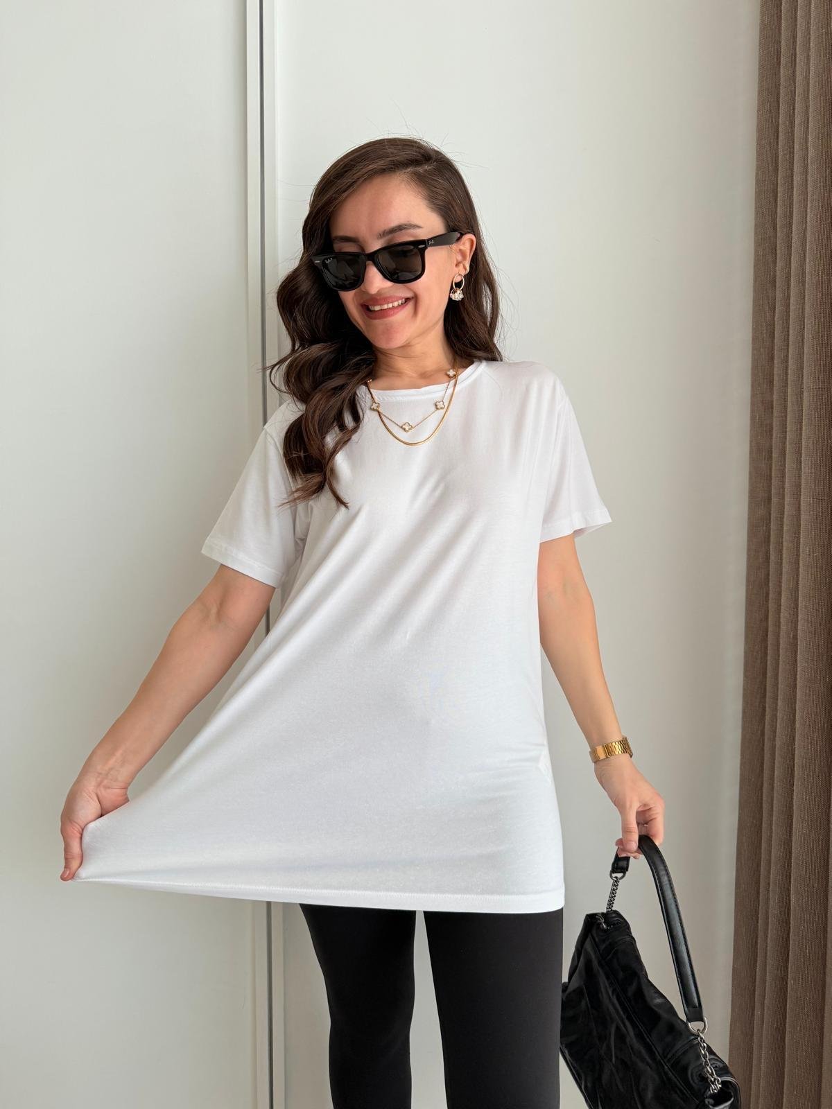 Beyaz Bisiklet Yaka Basic Tshirt 29775
