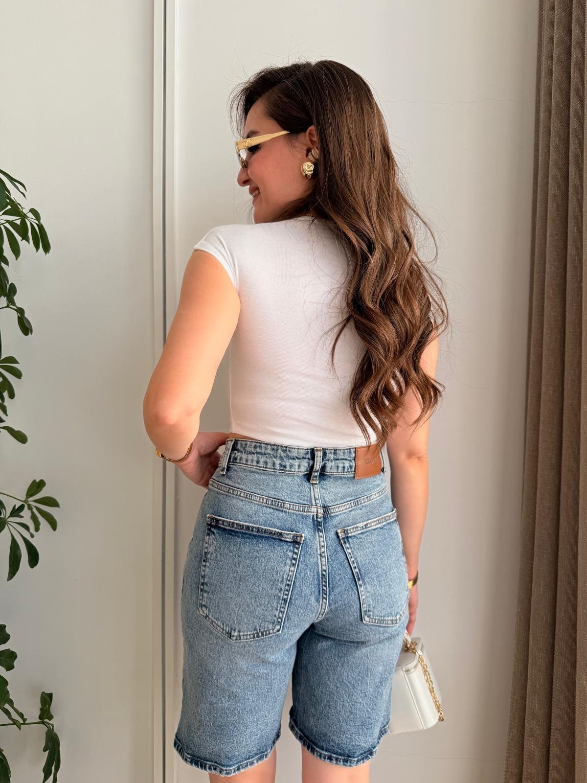 Beyaz Kısa Kol Crop 30528