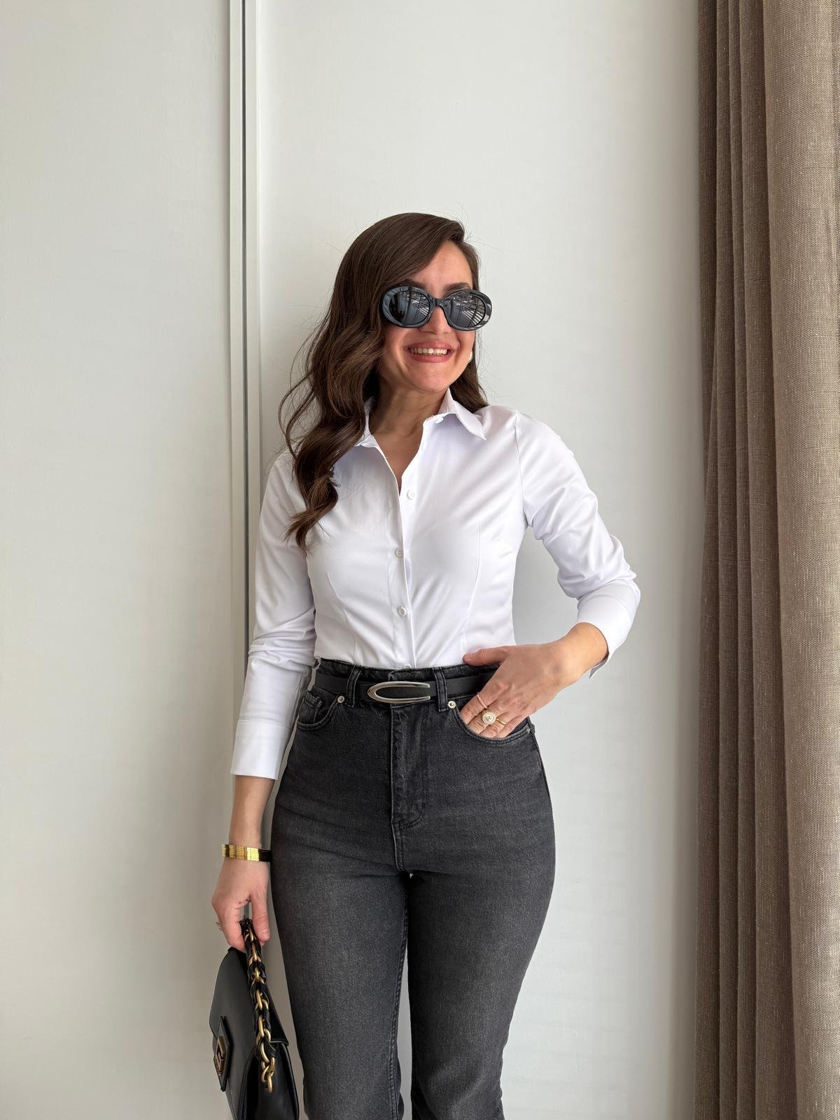 Beyaz Likralı Slim Fit Gömlek 4897