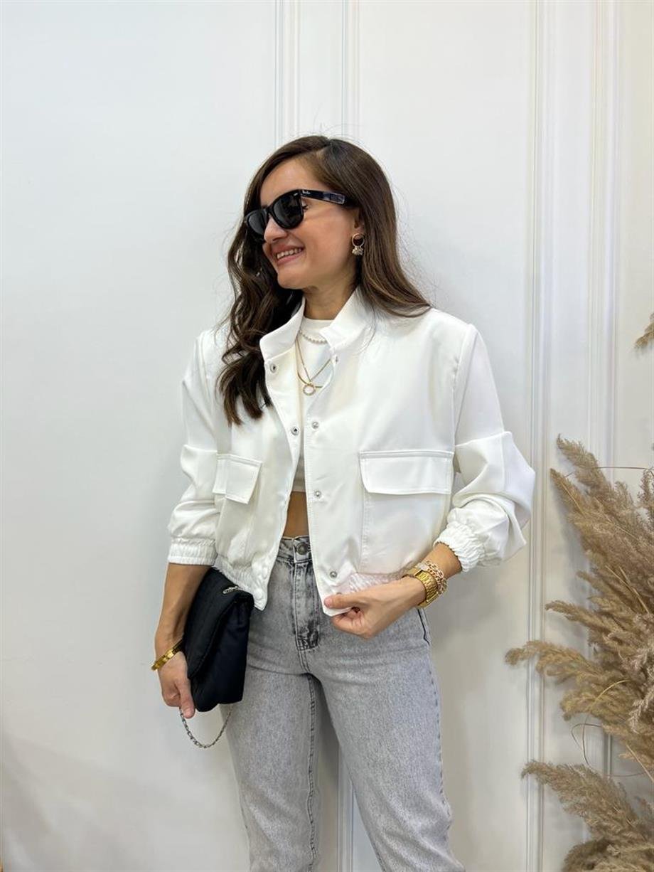 Beyaz Marka Model Dik Yaka Bomber Ceket 58325