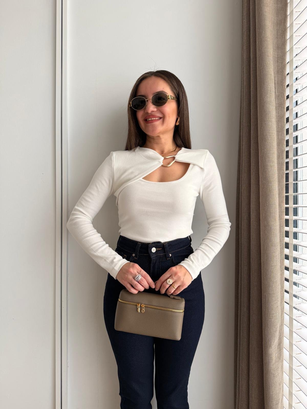 Beyaz Ön Toka Detaylı Bluz 17093