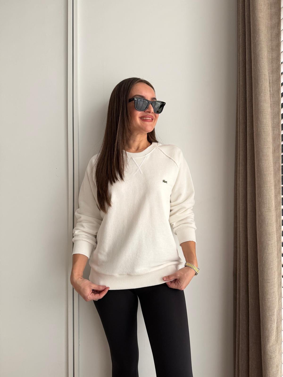 Beyaz Orjinal Marka İki İplik Sweatshirt 1895