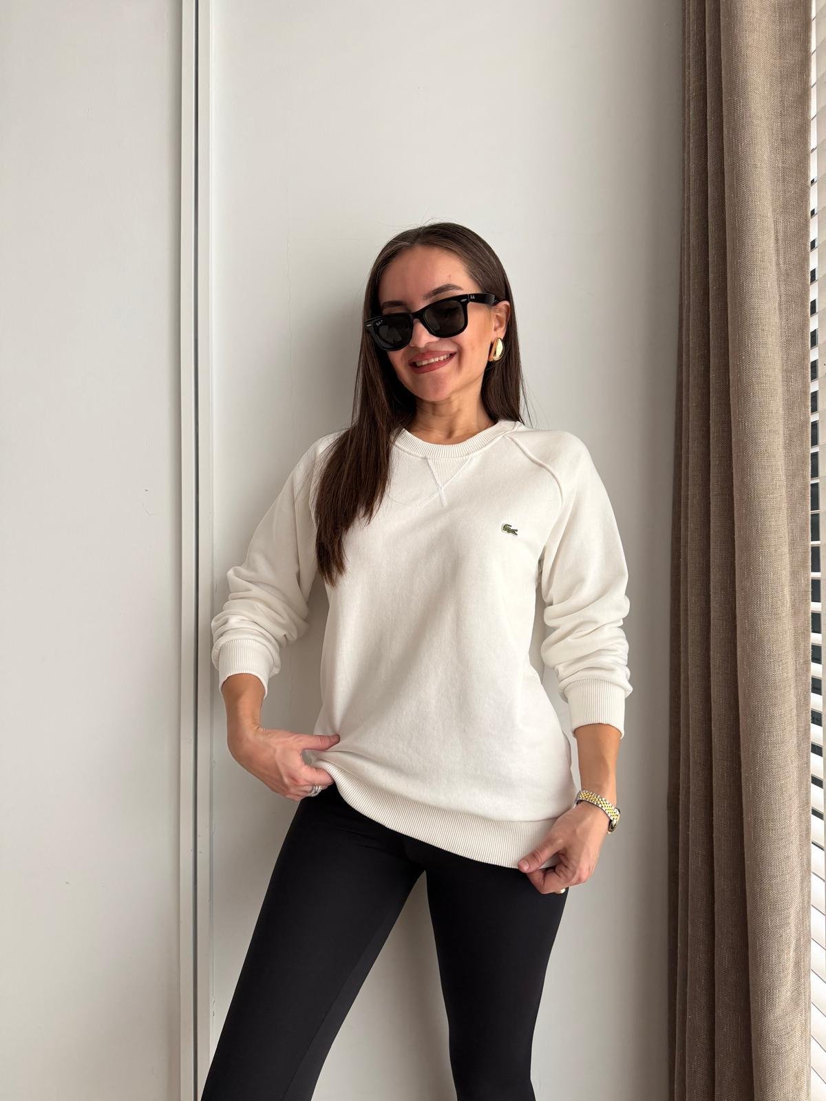 Beyaz Orjinal Marka İki İplik Sweatshirt 1895