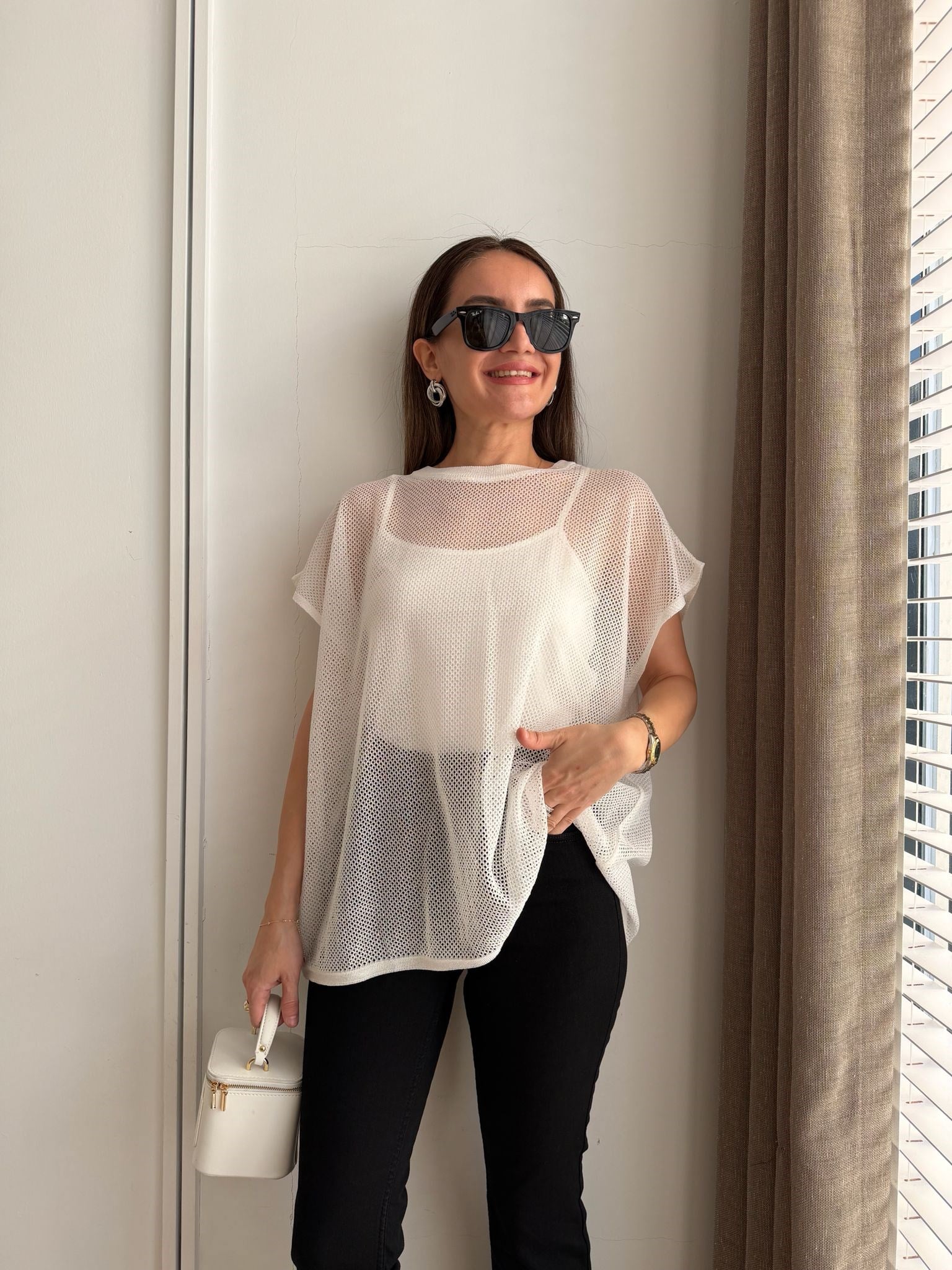 Beyaz Simli Ajurlu Bluz Takım 37539