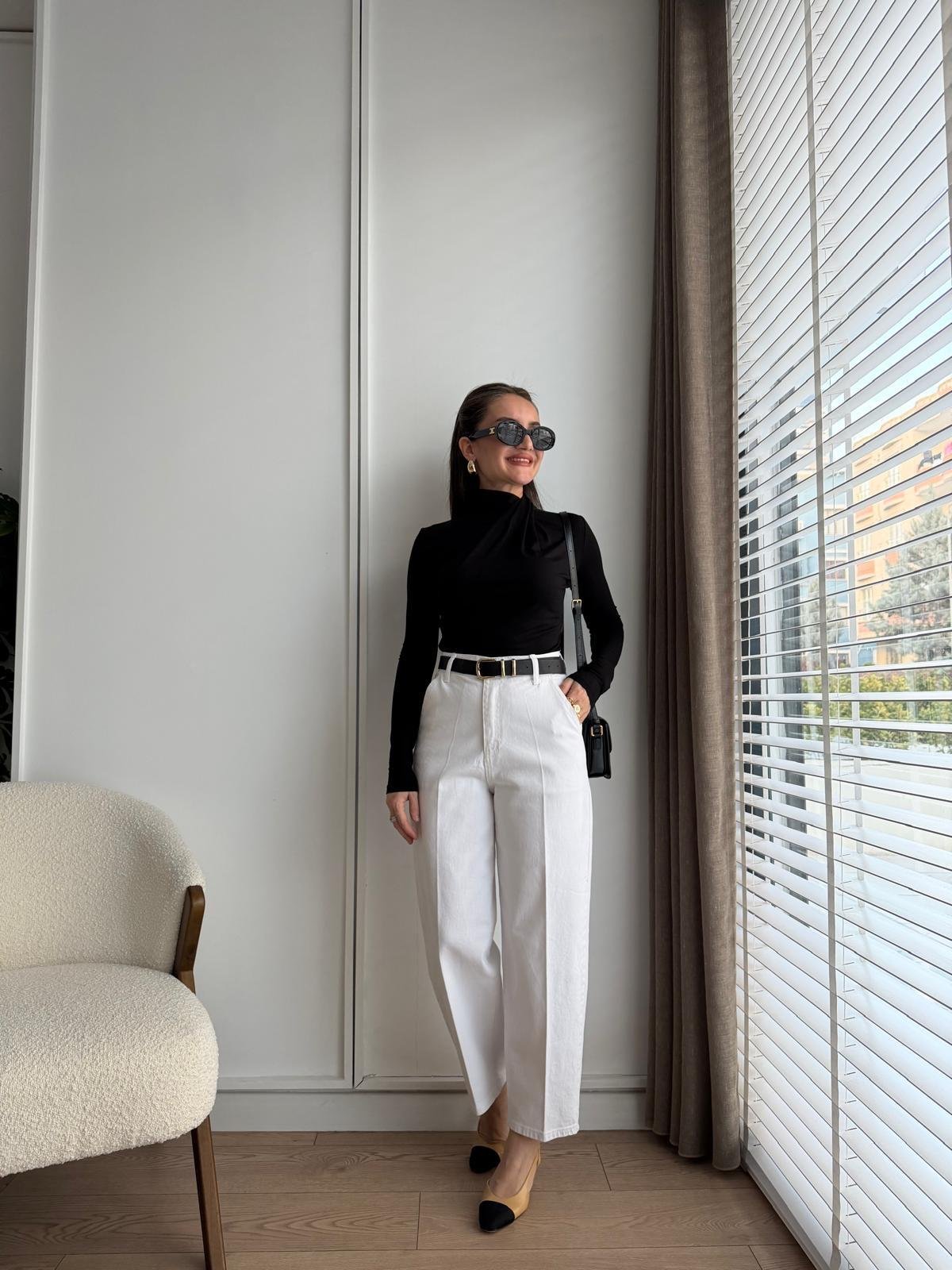 Beyaz Ütü İzli Boyfriend Jean 3001