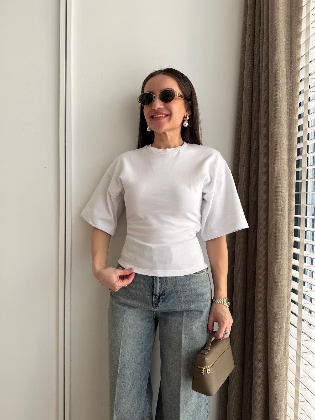 Beyaz Yan Drapeli Tshirt 261003