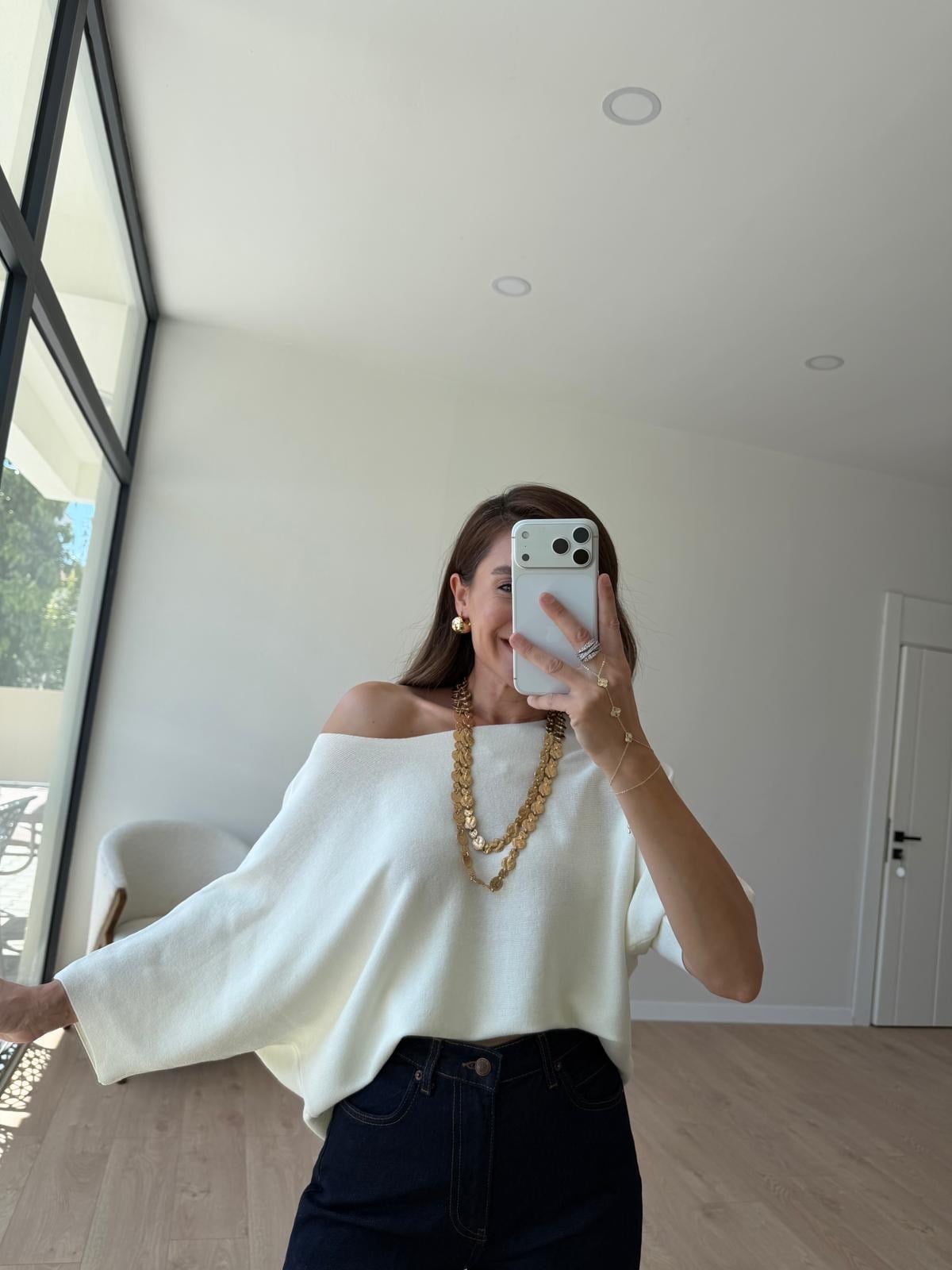 Beyaz Yarasa Kol Triko Buz 26416