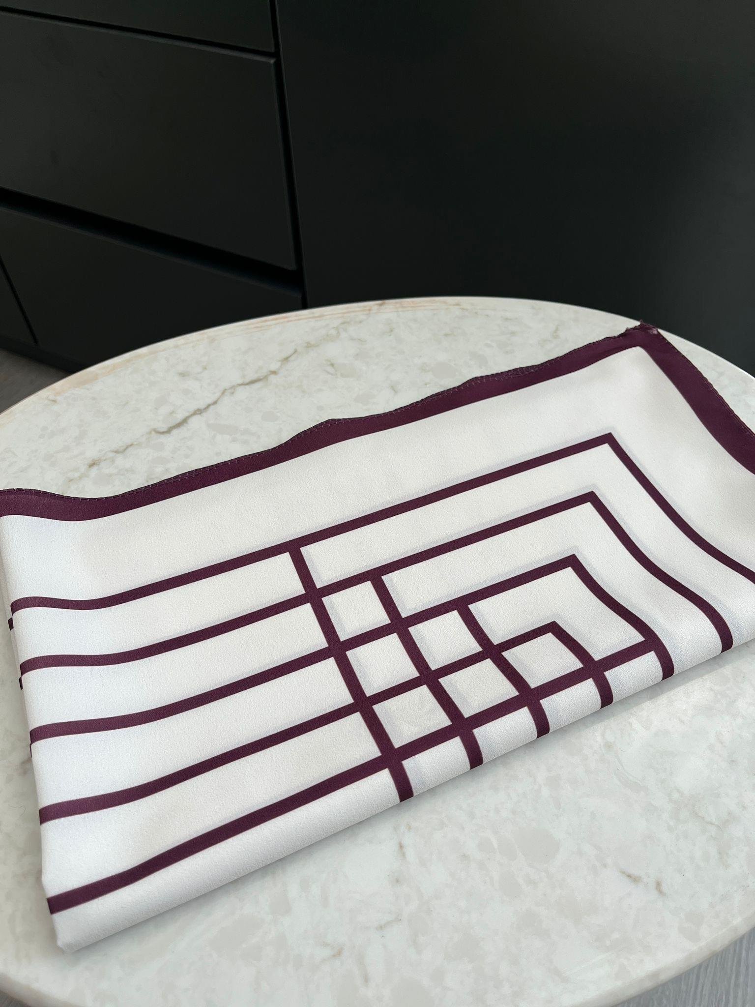Bordo Geometrik Desen Fular F07