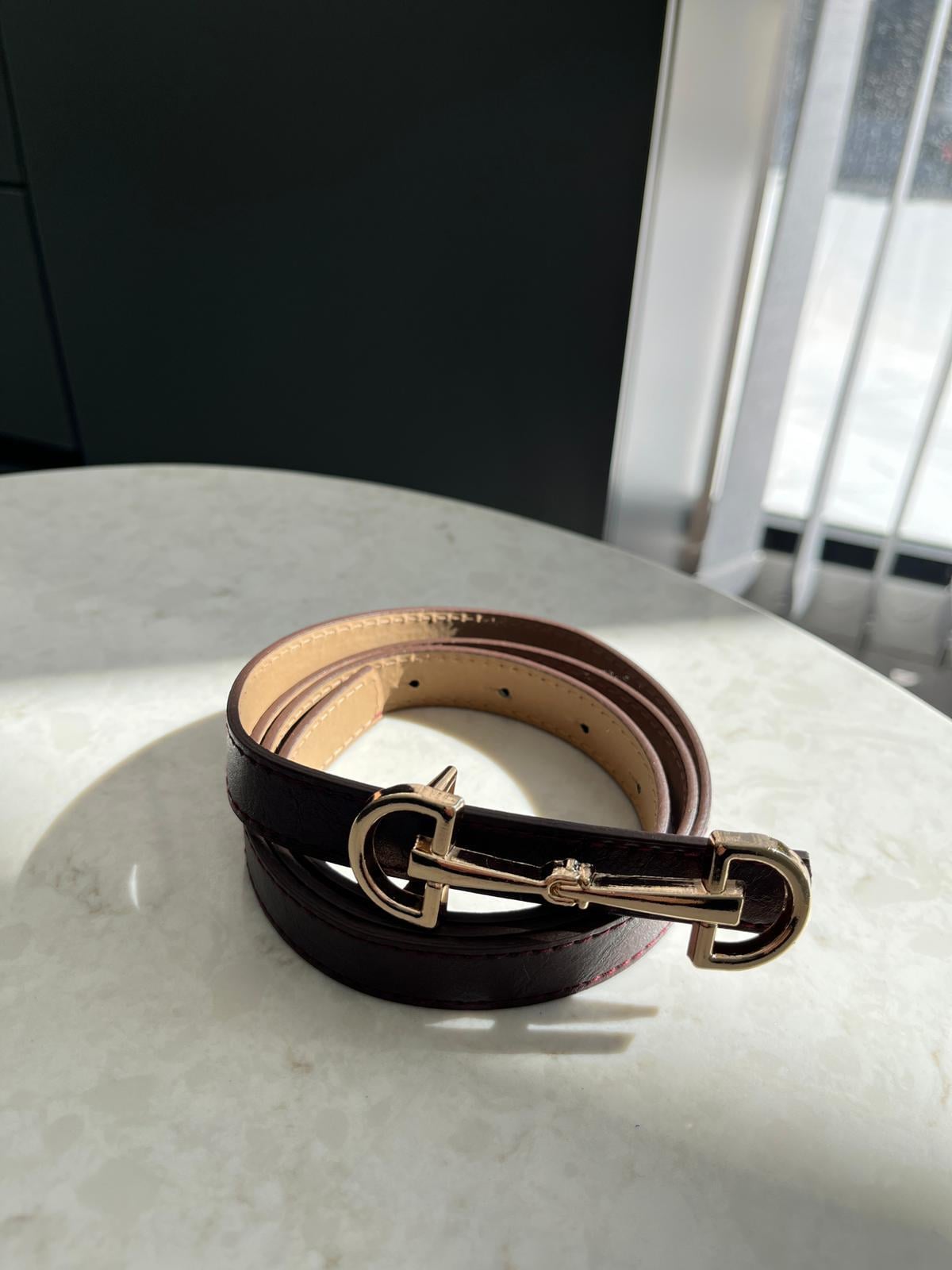 Bordo Gold Çift Tokalı Kemer SB10