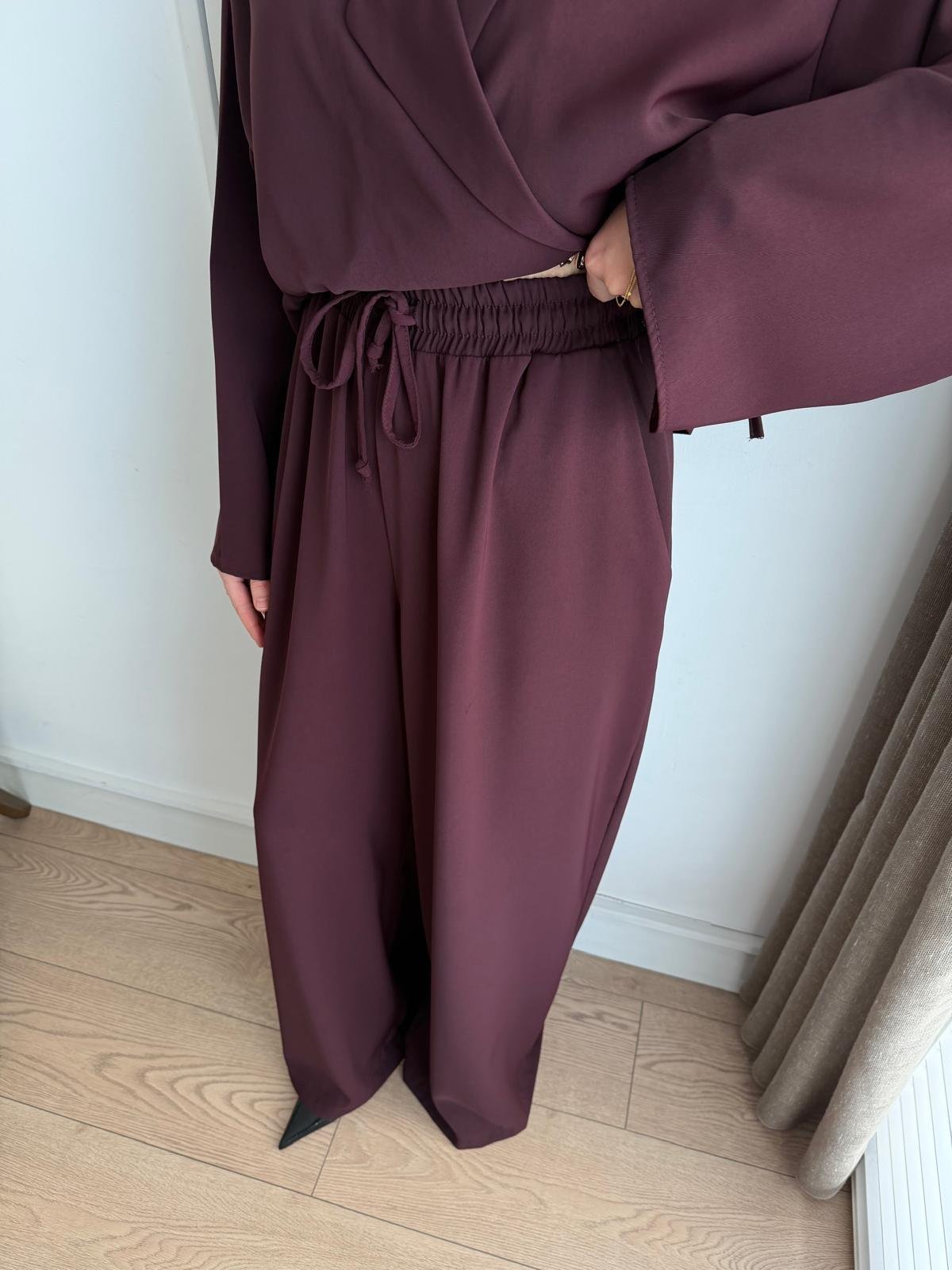 Bordo Gül Broşlu Ceket Pantolon Takım 8896