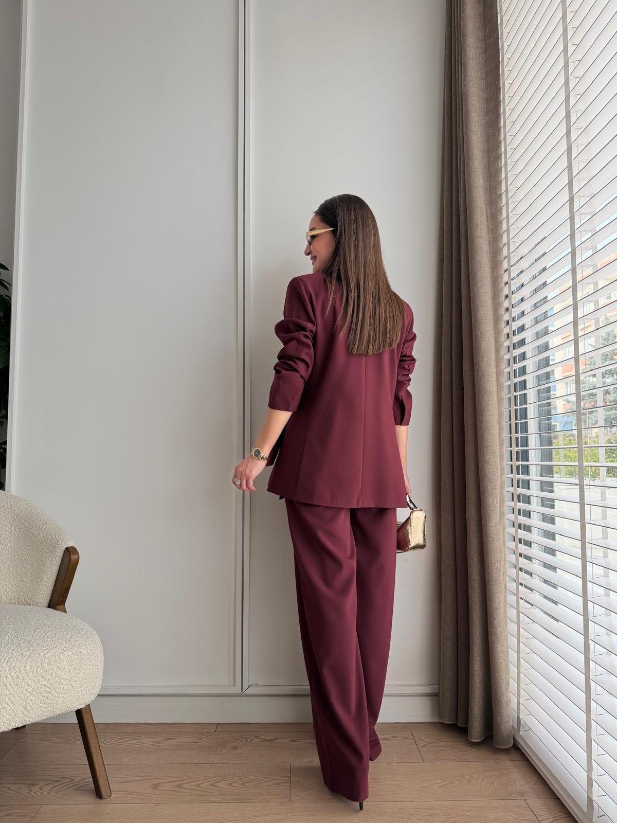 Bordo Premium Seri Toka Detaylı Yan Bağlamalı Takım 9279