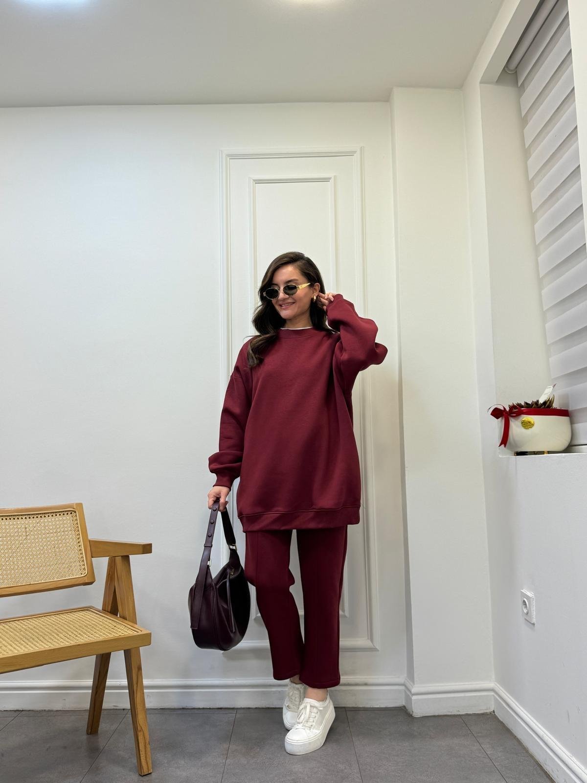 Bordo Üç İplik İkili Takım 8499