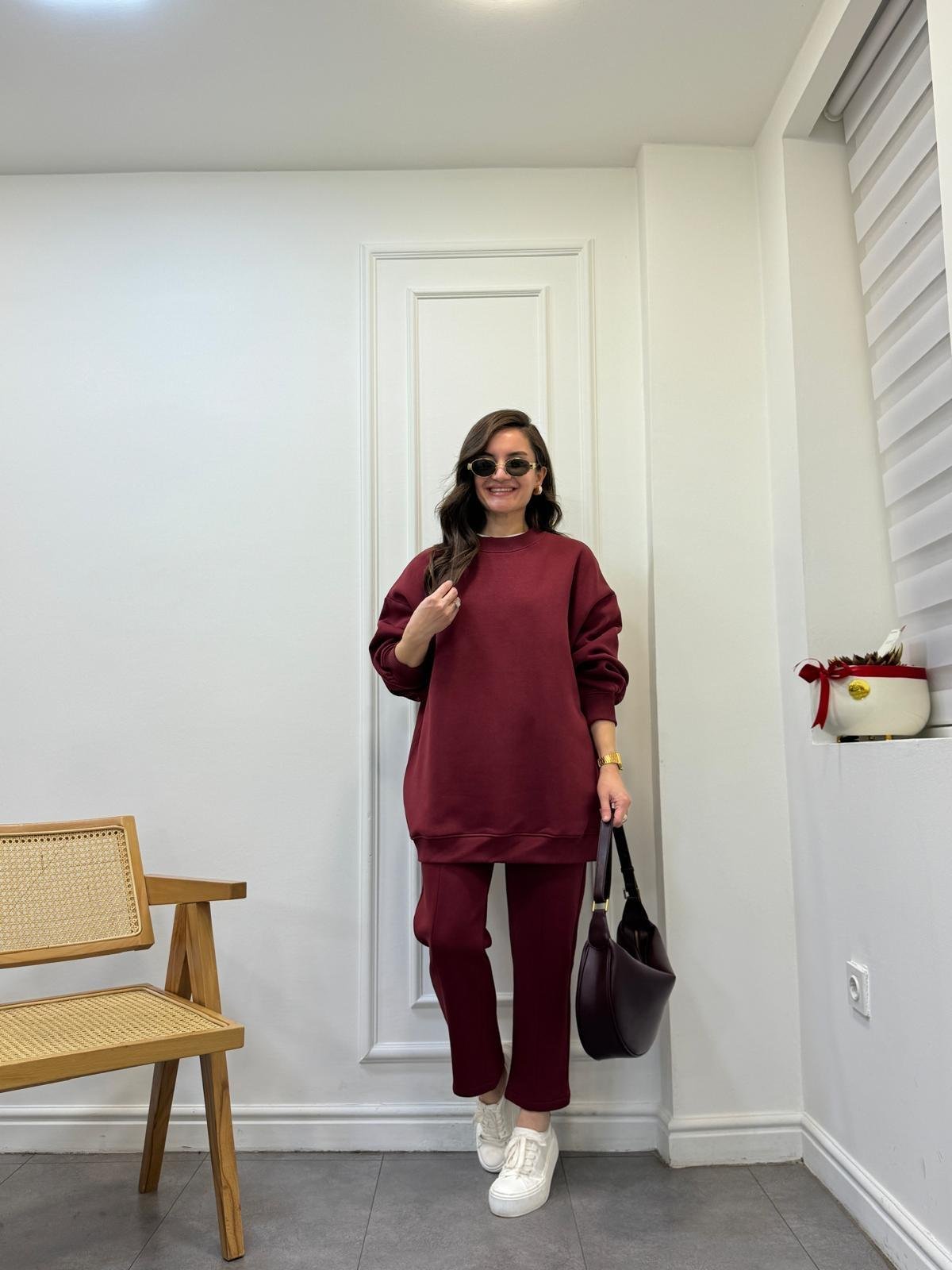 Bordo Üç İplik İkili Takım 8499