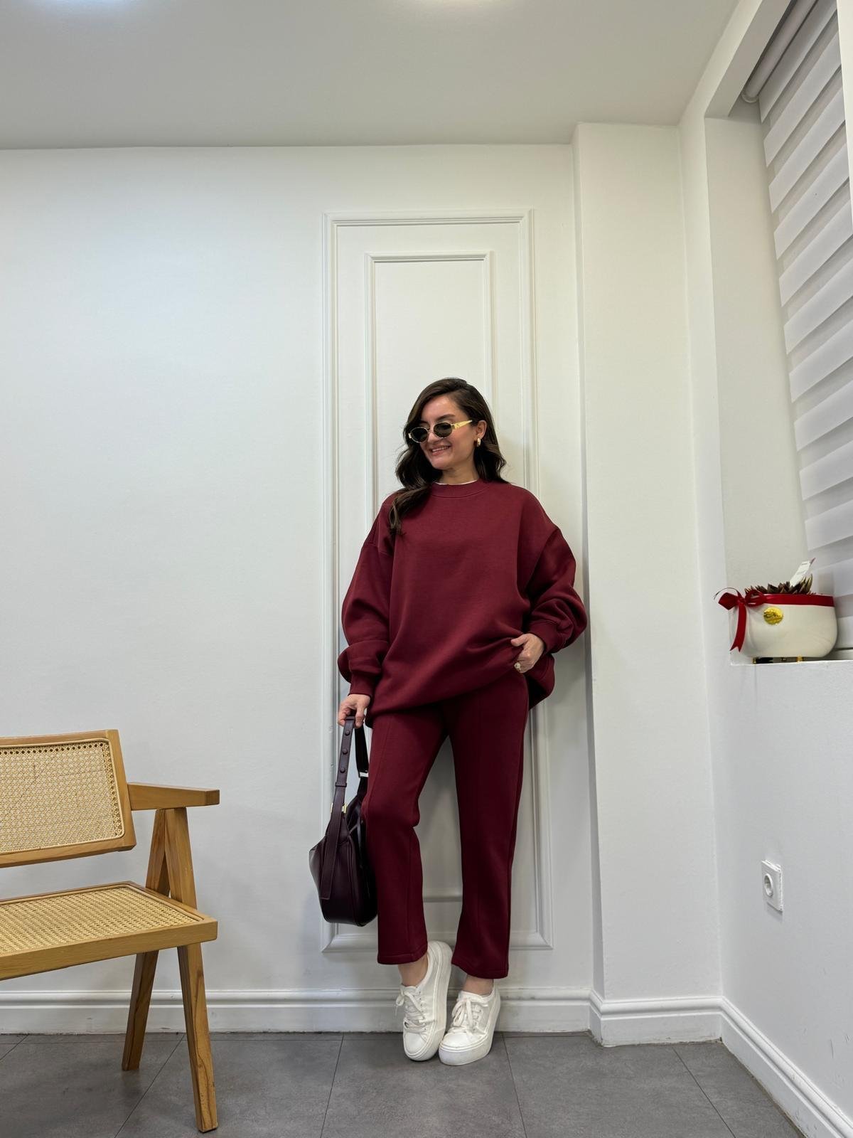 Bordo Üç İplik İkili Takım 8499