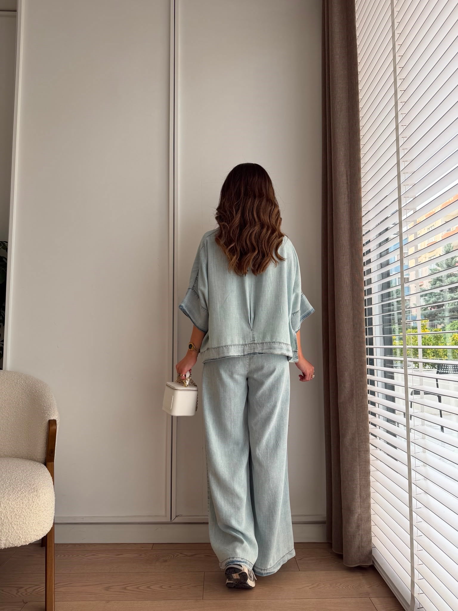 Buz mavisi Panço Detaylı Tensel Takım 4172