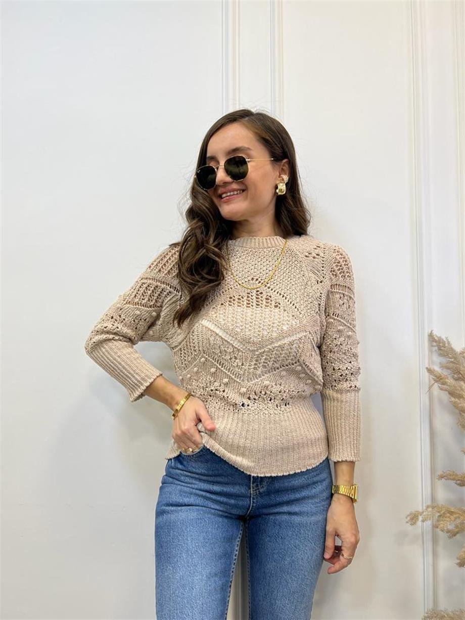 Camel Bisiklet Yaka Örme Kazak 2434