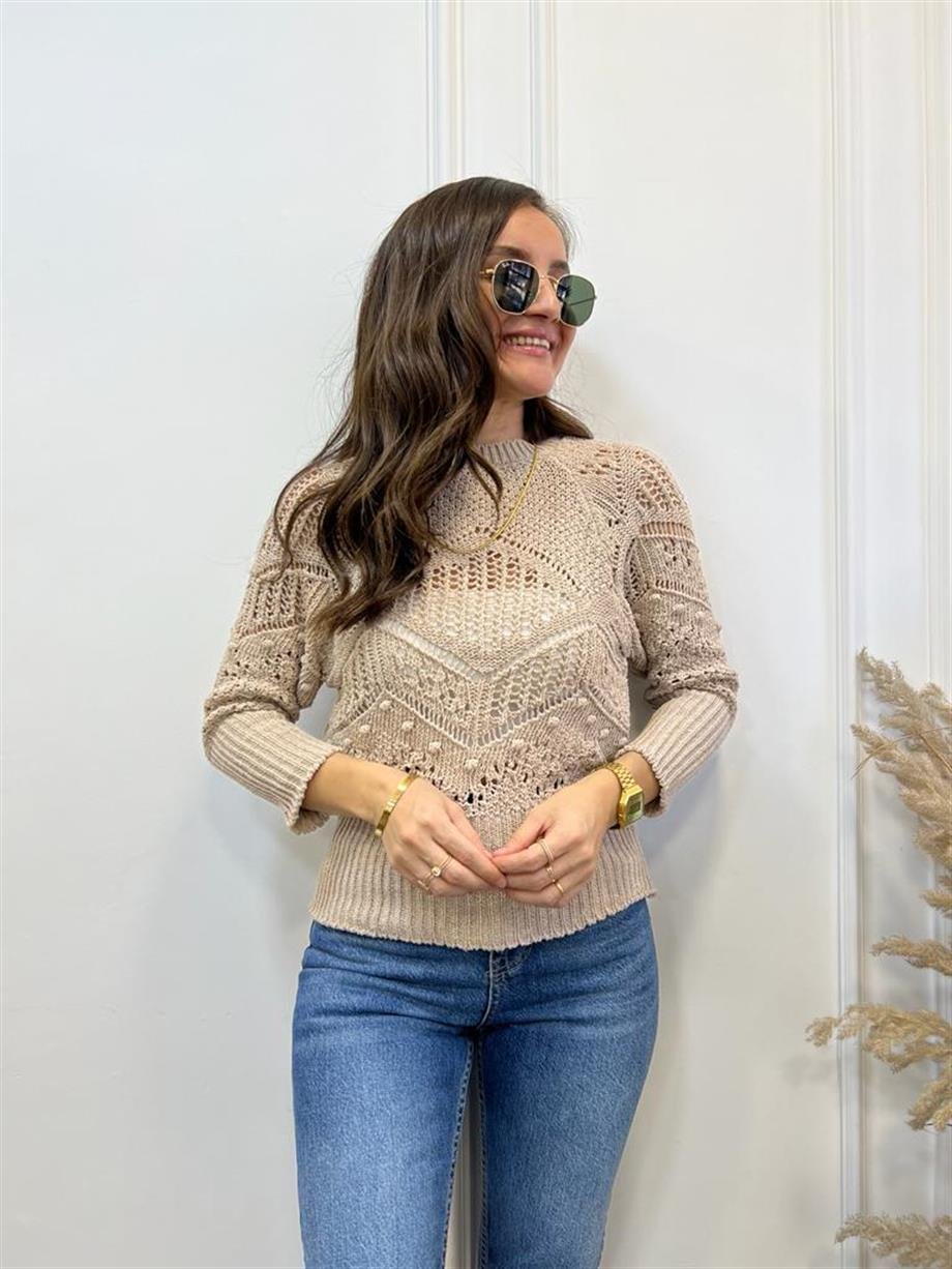 Camel Bisiklet Yaka Örme Kazak 2434