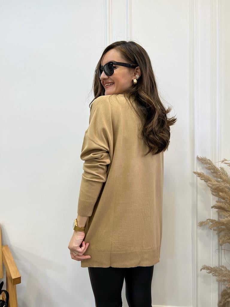 Camel Bisiklet Yaka Triko Kazak 3769