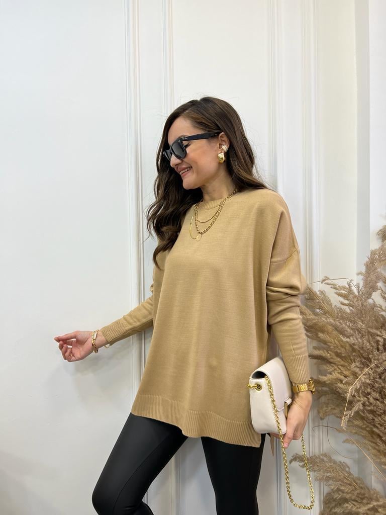 Camel Bisiklet Yaka Triko Kazak 3769