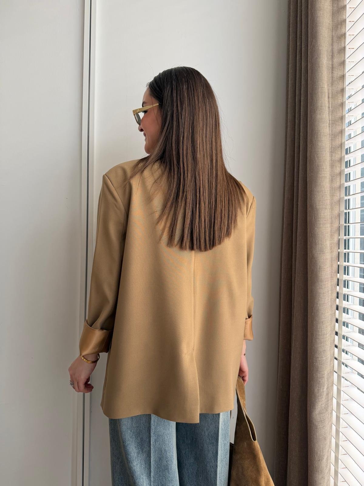 Camel Cep Detaylı Blazer Ceket 9281