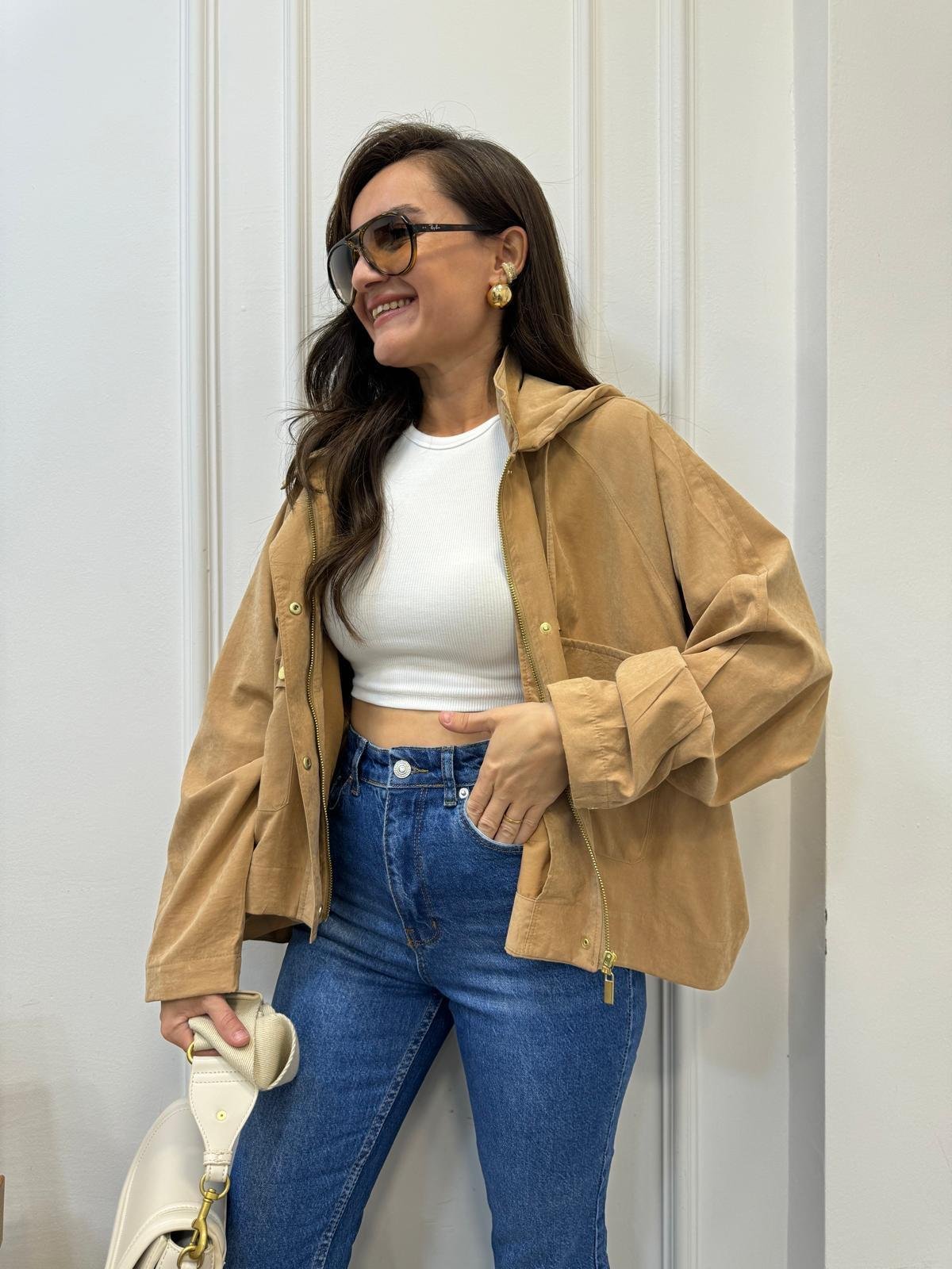 Camel Gold Düğmeli Cepli Bomber Ceket 1006
