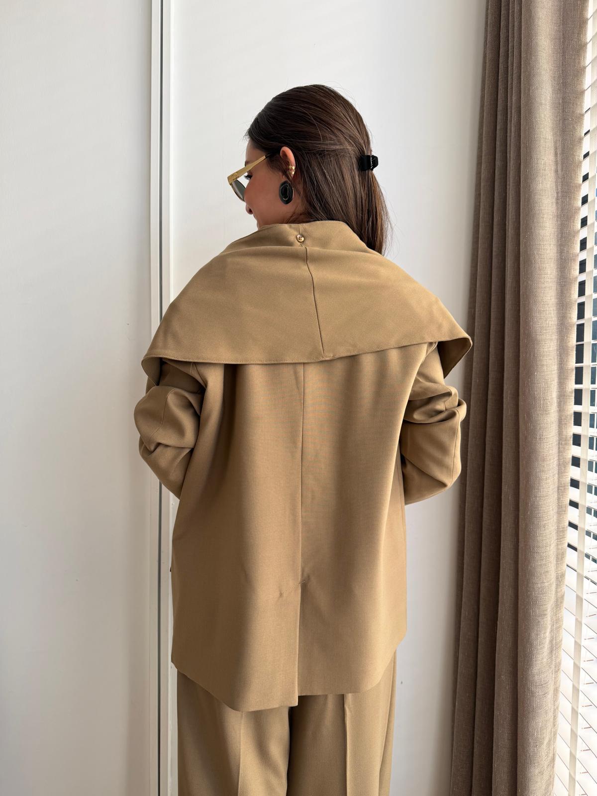 Camel Gold Toka Detaylı Şallı Blazer Ceket 9707