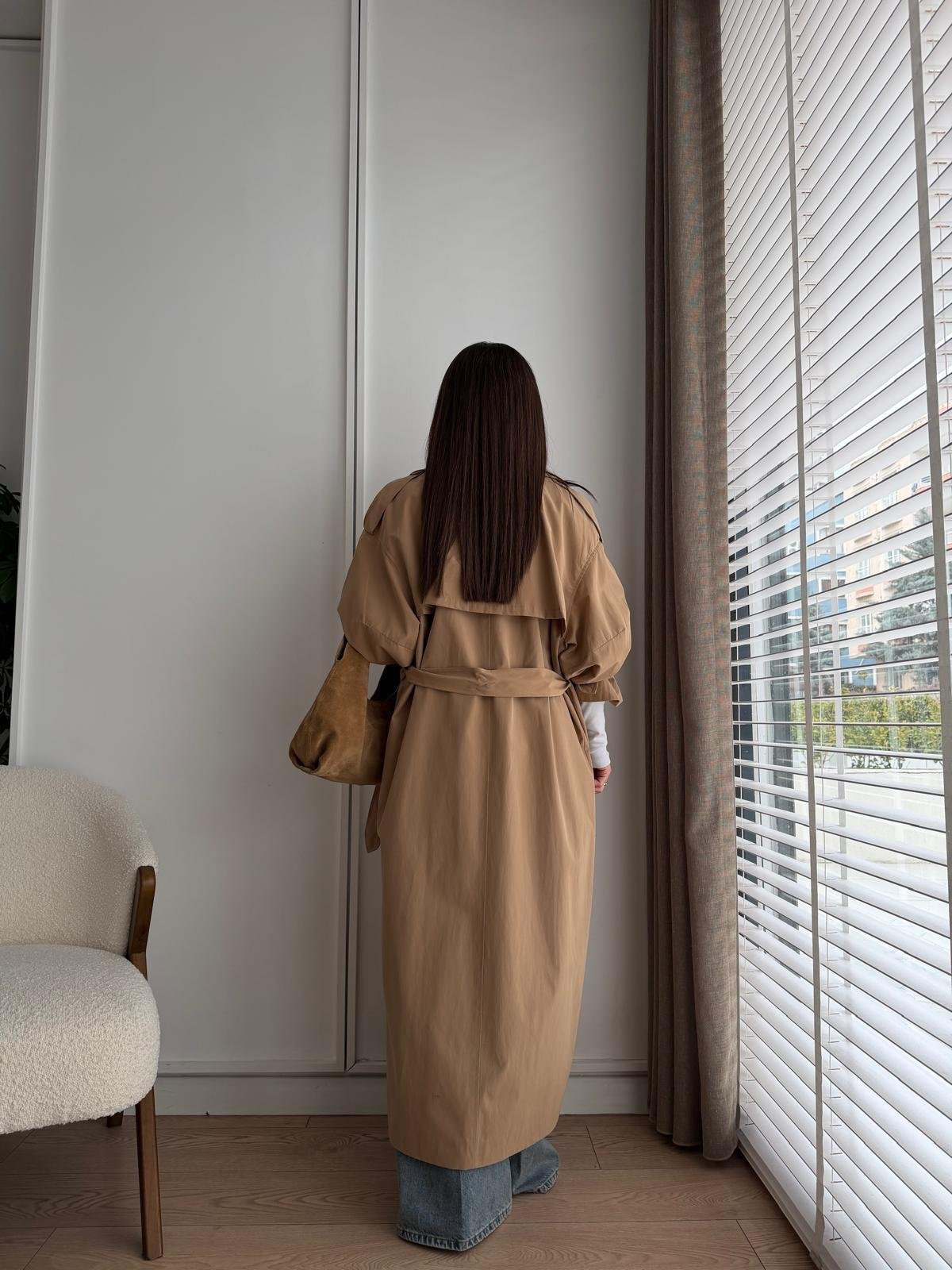Camel Kemerli Oversize Trençkot 9637