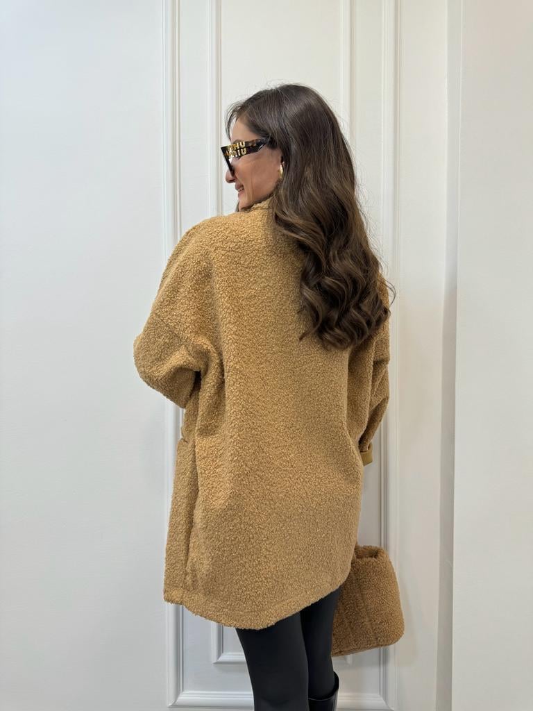 Camel Kruvaze Yaka Oversize Teddy Kaban 38002