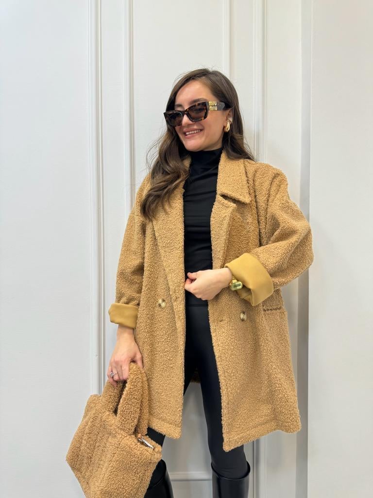 Camel Kruvaze Yaka Oversize Teddy Kaban 38002