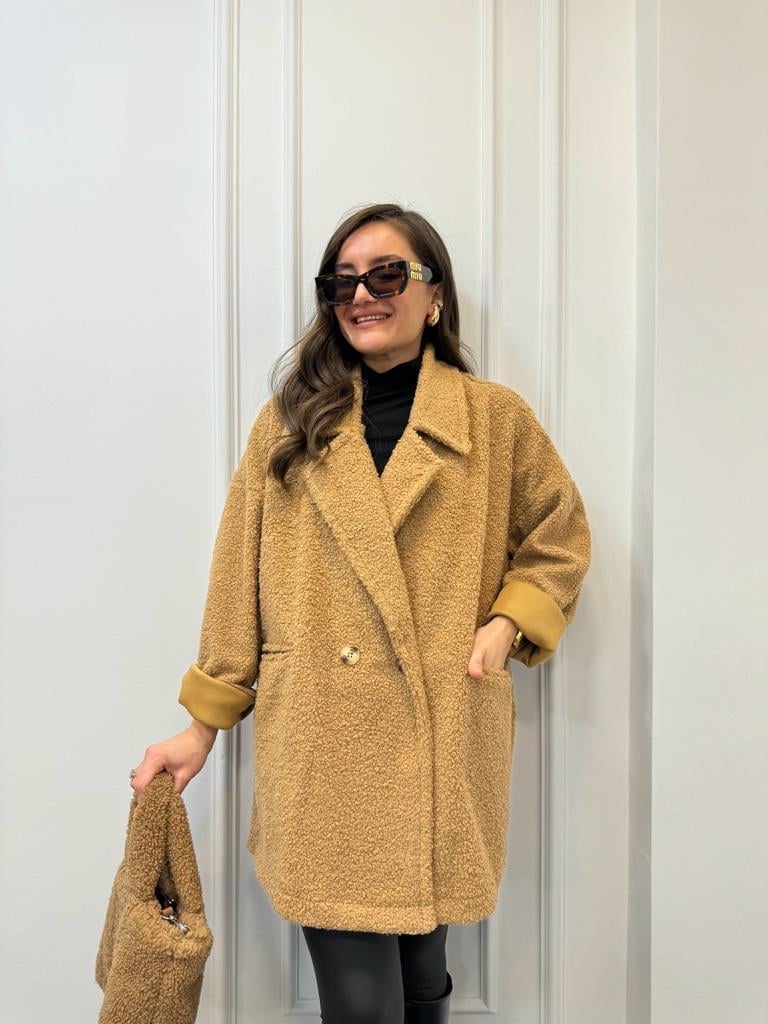 Camel Kruvaze Yaka Oversize Teddy Kaban 38002