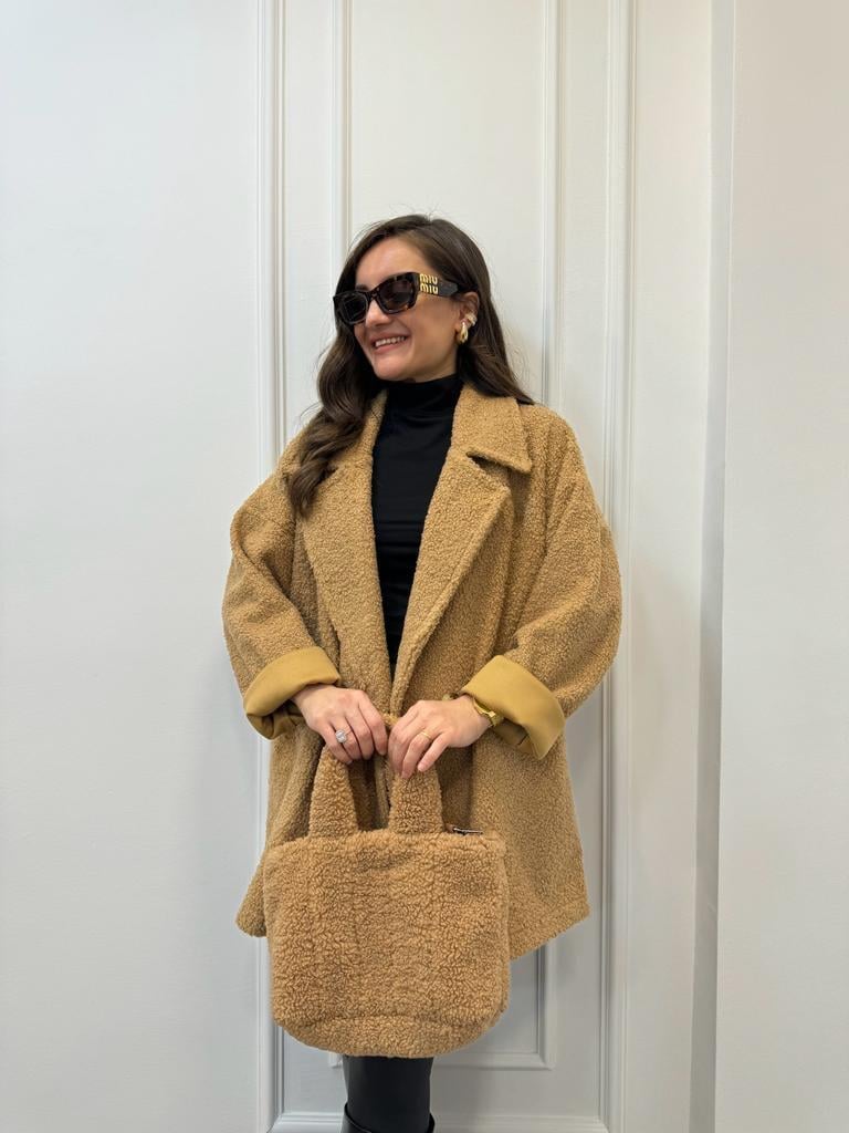 Camel Kruvaze Yaka Oversize Teddy Kaban 38002