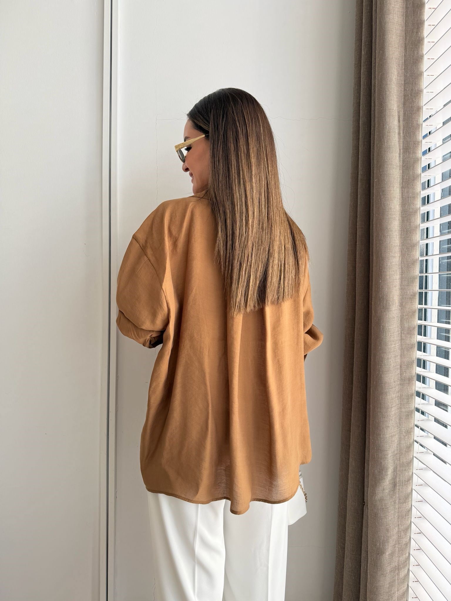 Camel Lüx Kalite Oversize Gömlek 4612