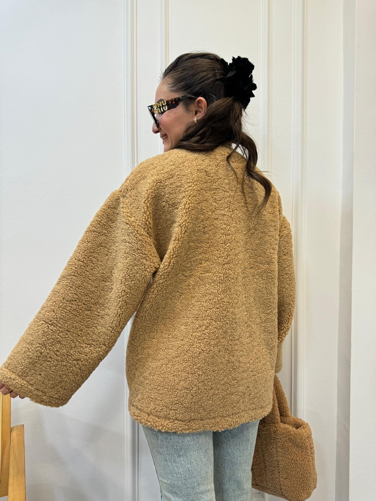 Camel Ön Cepli Peluş Ceket 7367