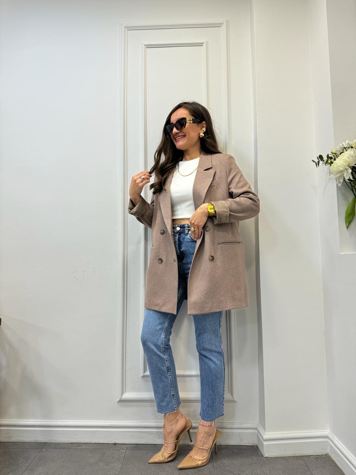 Camel Premium Yün Efekt Astarlı Blazer Ceket 7066