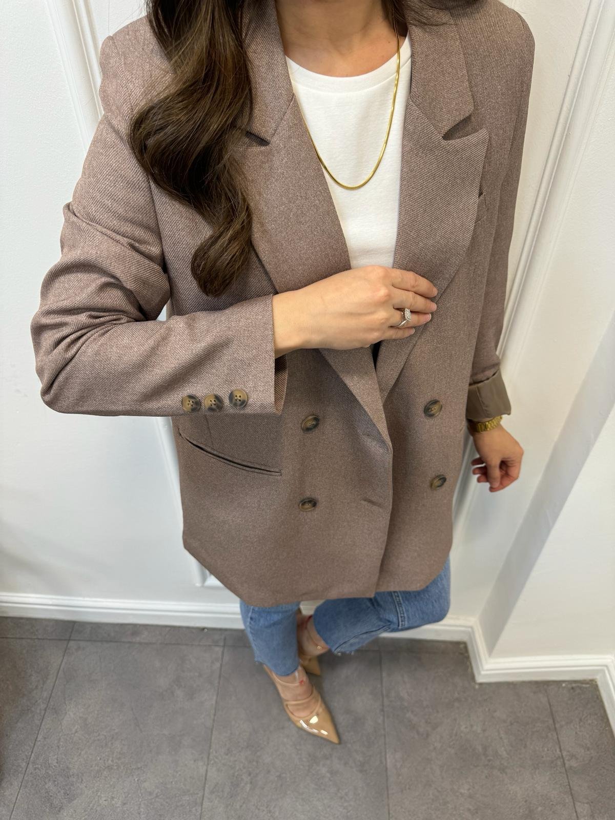 Camel Premium Yün Efekt Astarlı Blazer Ceket 7066
