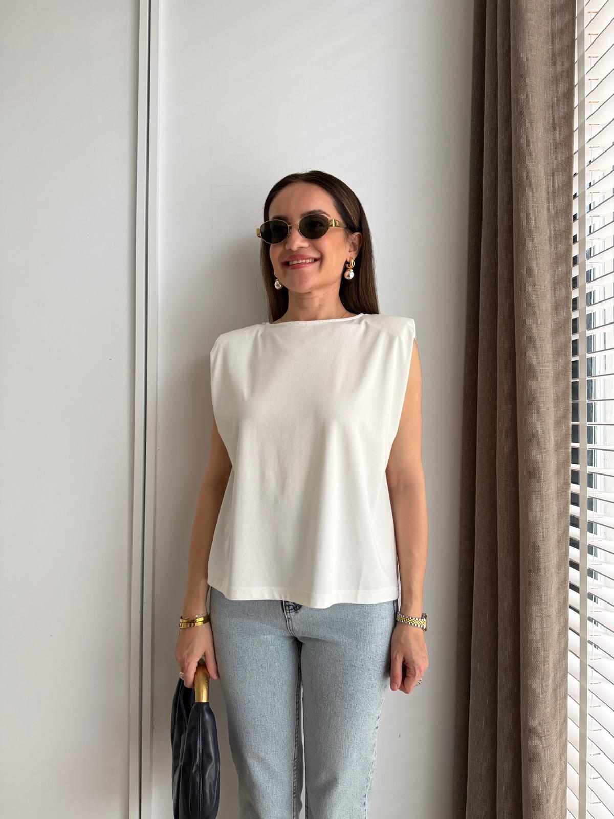 Ekru Arkası Dantel Detaylı Tshirt 37359