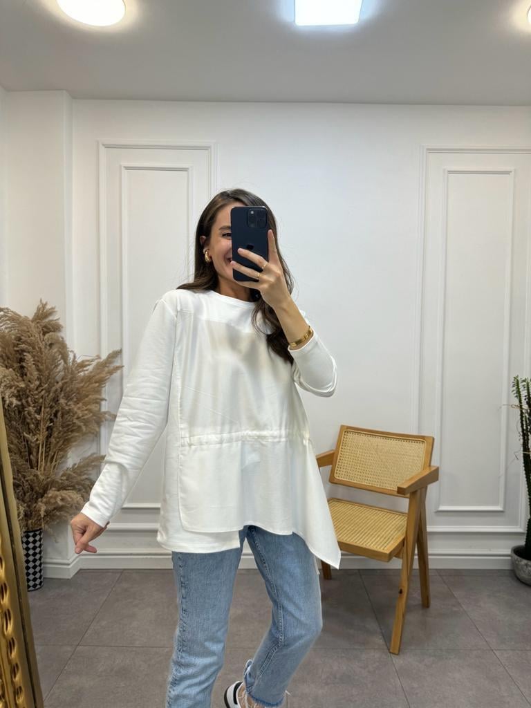 Ekru Büzgü Detaylı Tasarım Bluz 28153