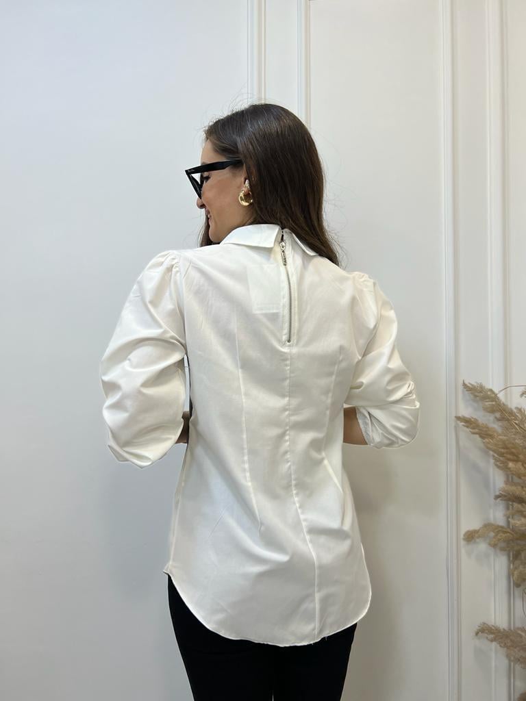 Ekru Camel Triko Detaylı Gömlek 28133