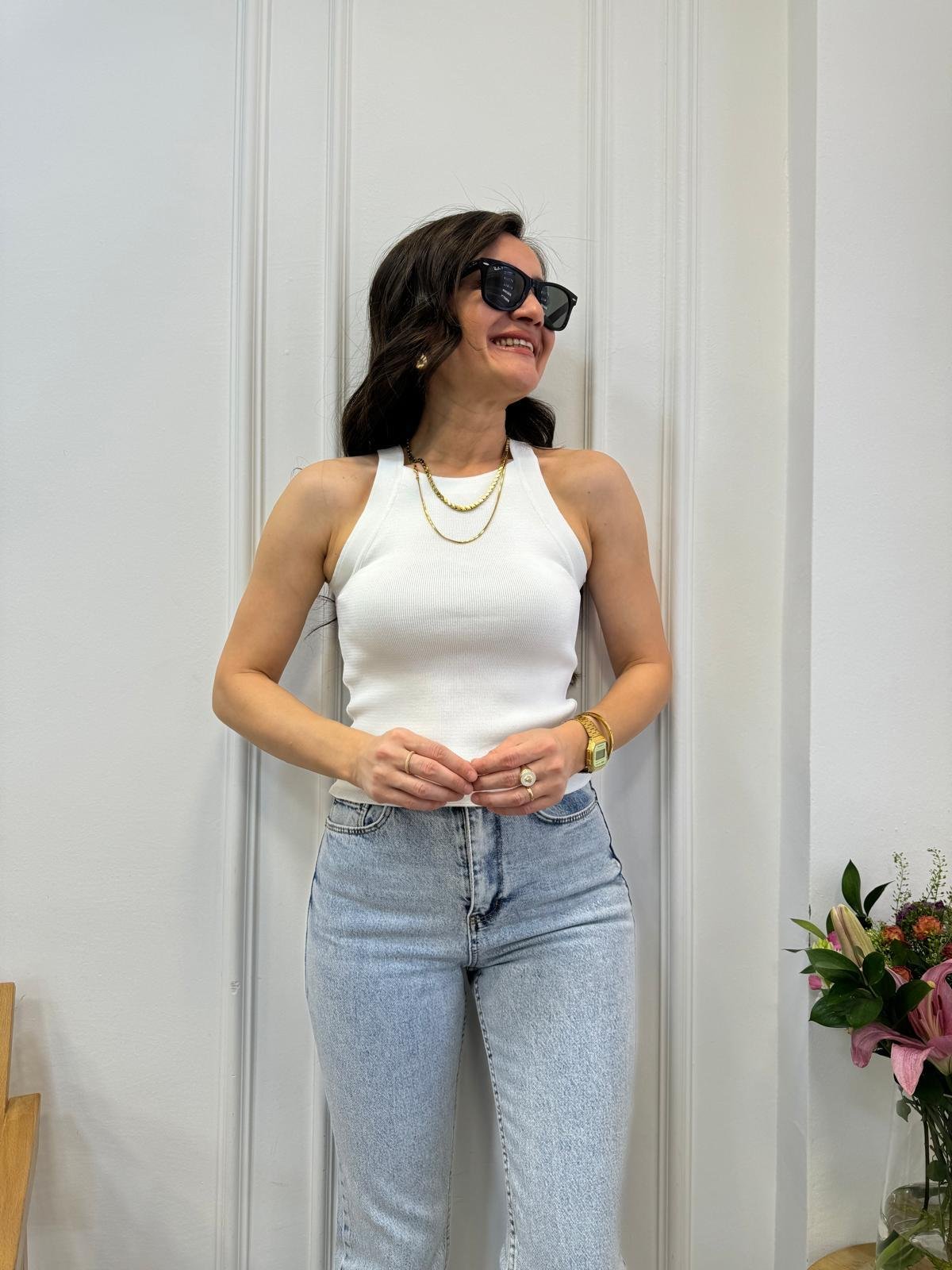 Ekru Halter Yaka Triko Atlet 4252