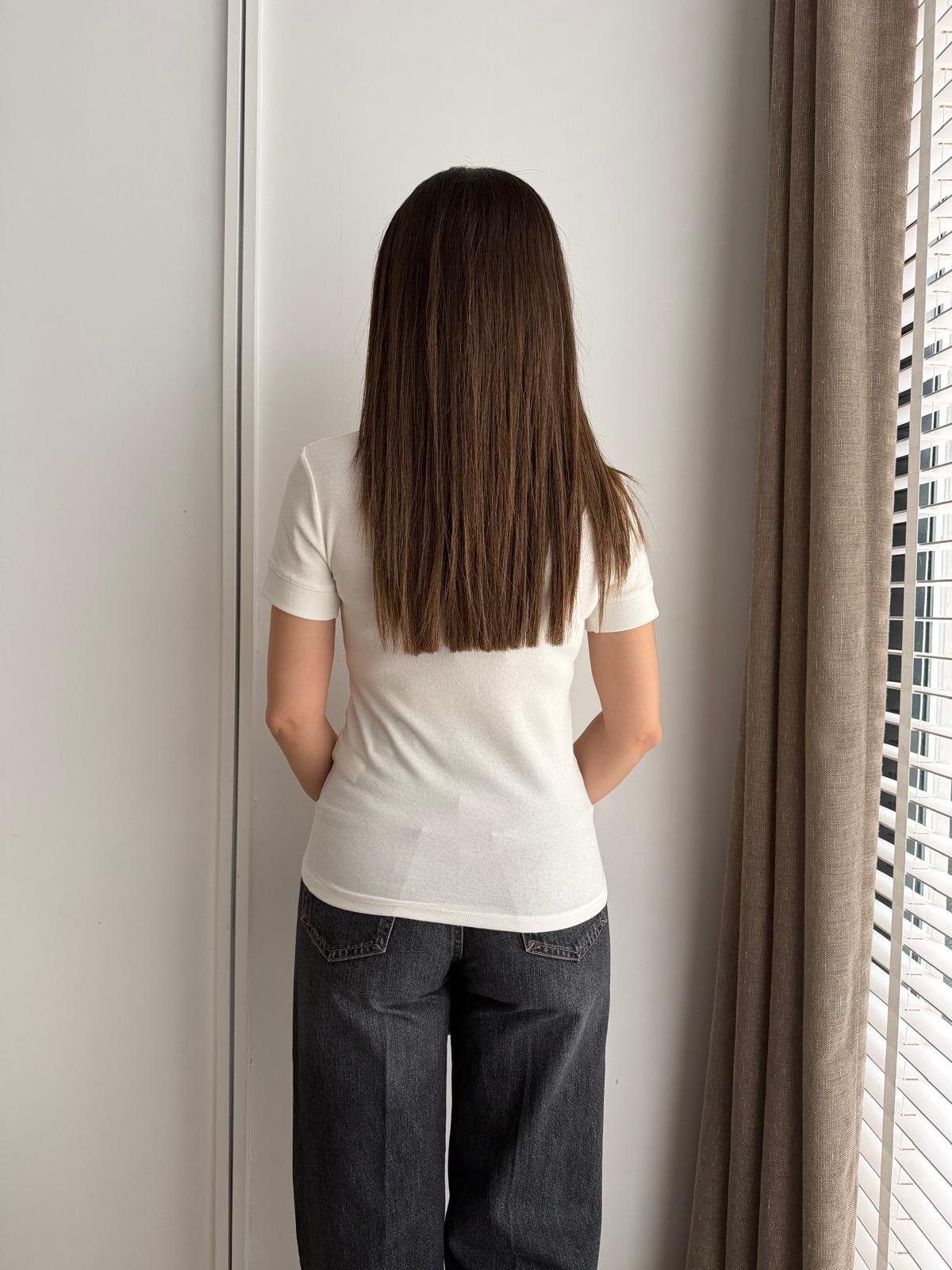 Ekru Kısa Kolu Basic Tshirt 32637