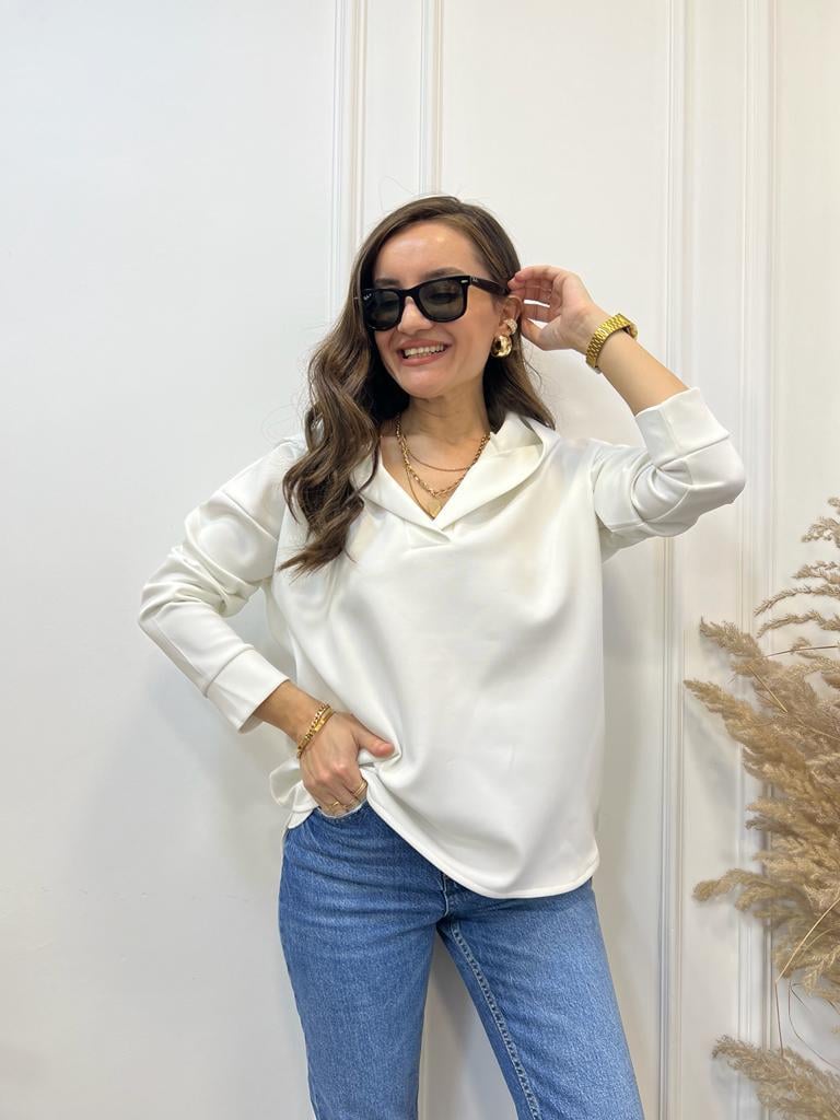 Ekru Scuba Kumaş Kapüşonlu Sweatshirt 1001