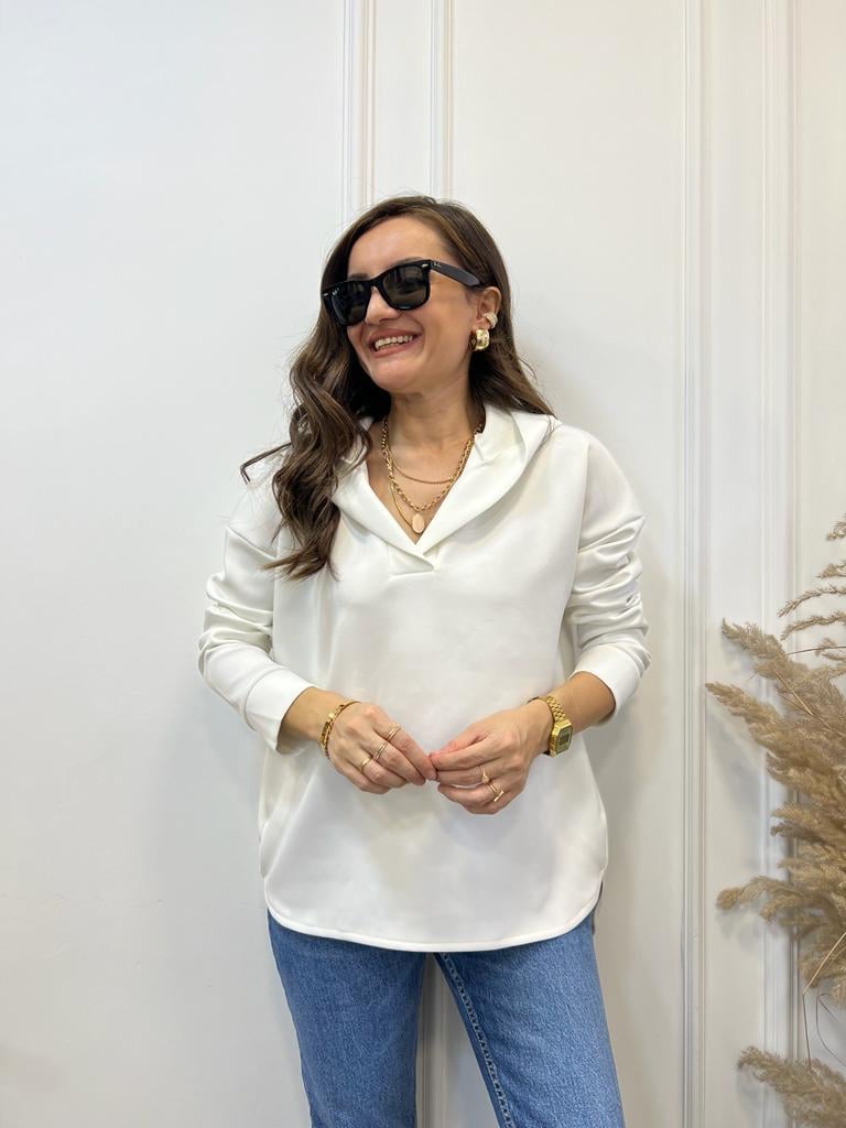 Ekru Scuba Kumaş Kapüşonlu Sweatshirt 1001