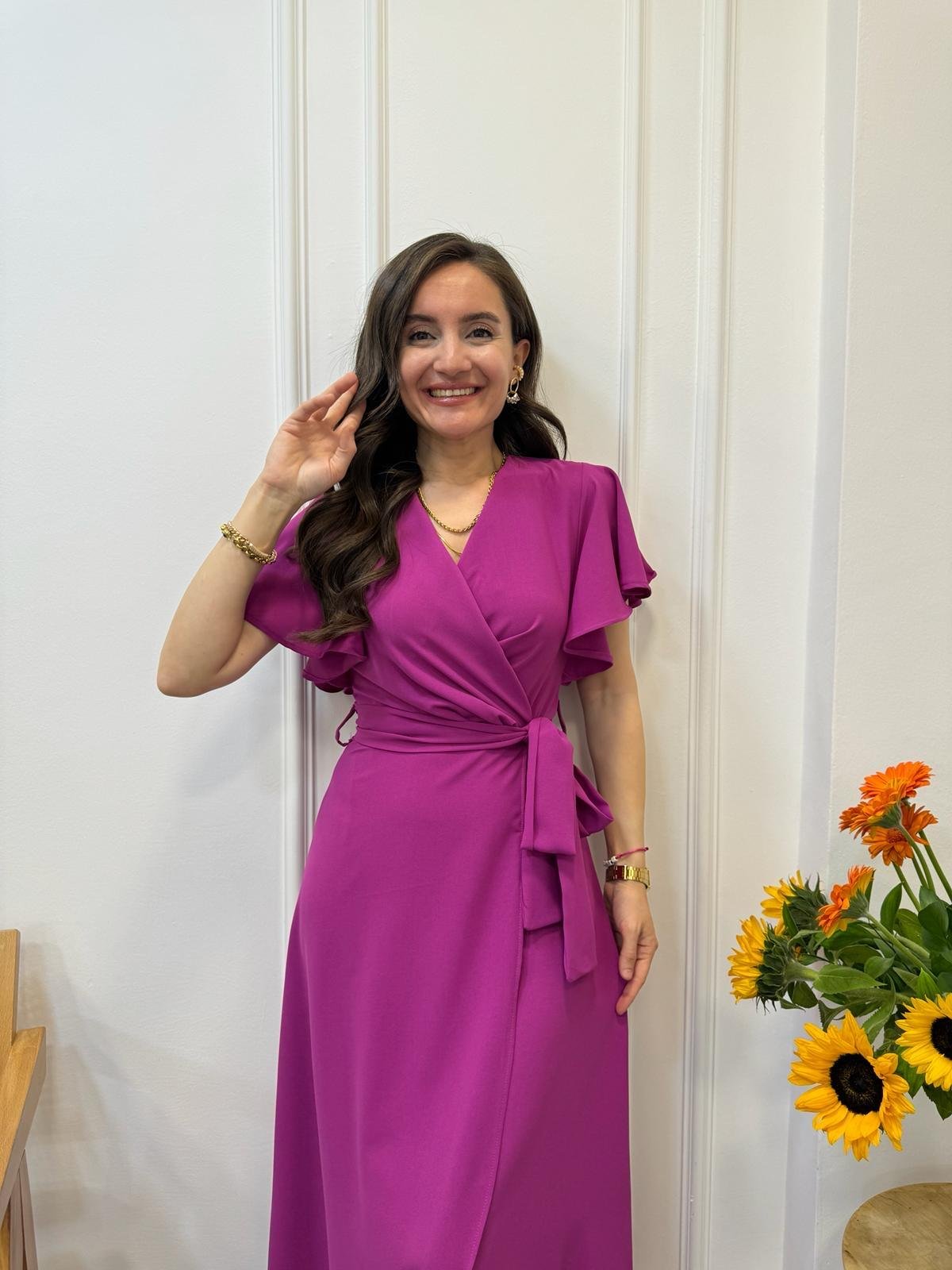 Fuşya Midi Boy Anvelop Elbise 3095