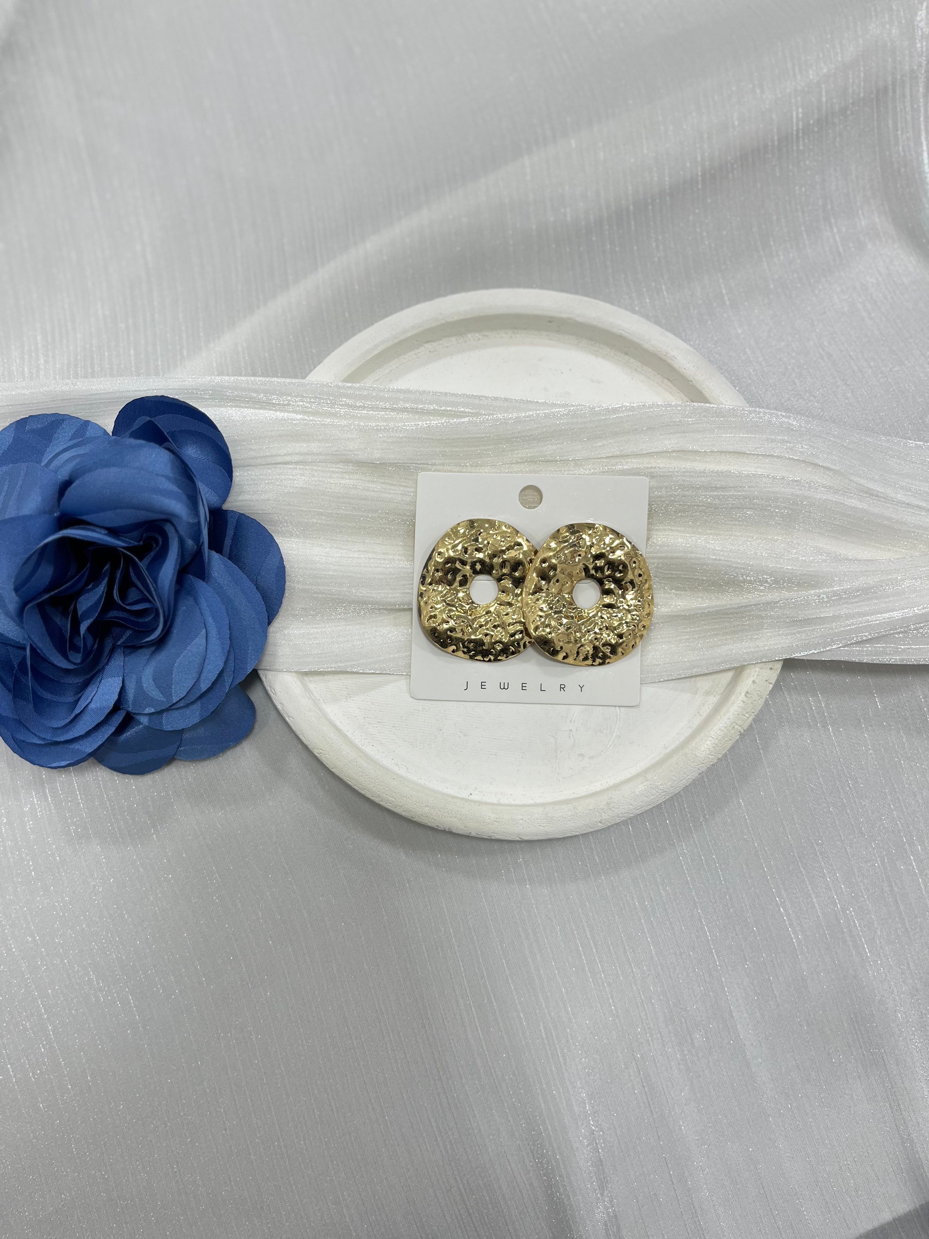 Gold Dokulu Halka Küpe KP01