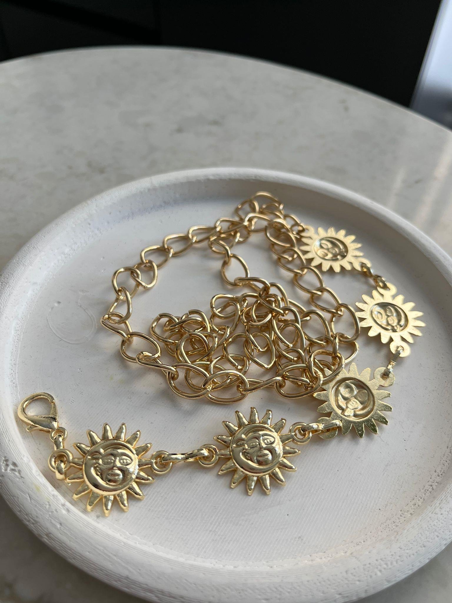 Gold Güneş Figürlü Zincir Kemer SB73