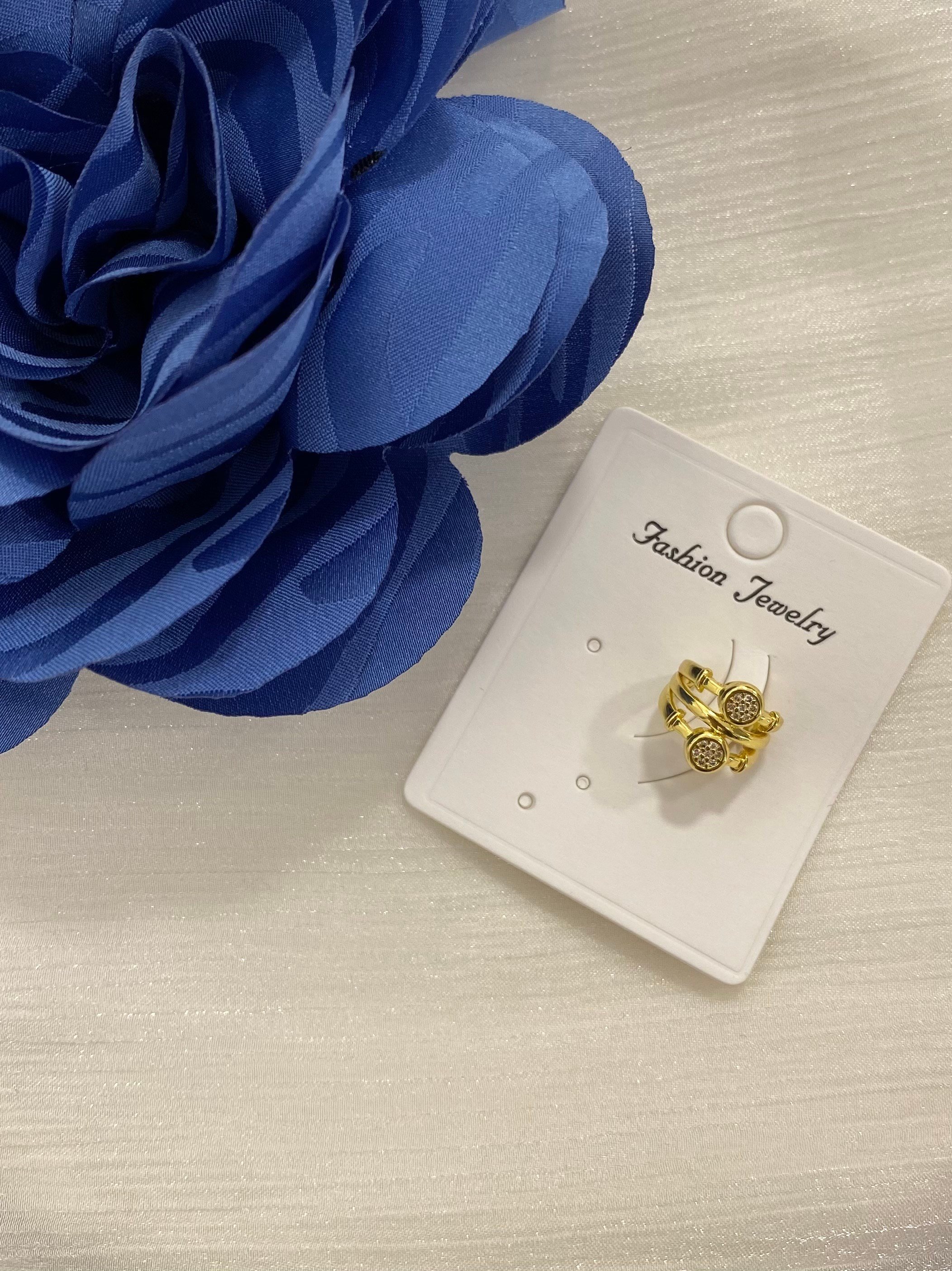 Gold İkili Halka Taşlı Kıkırdak Küpesi KD19