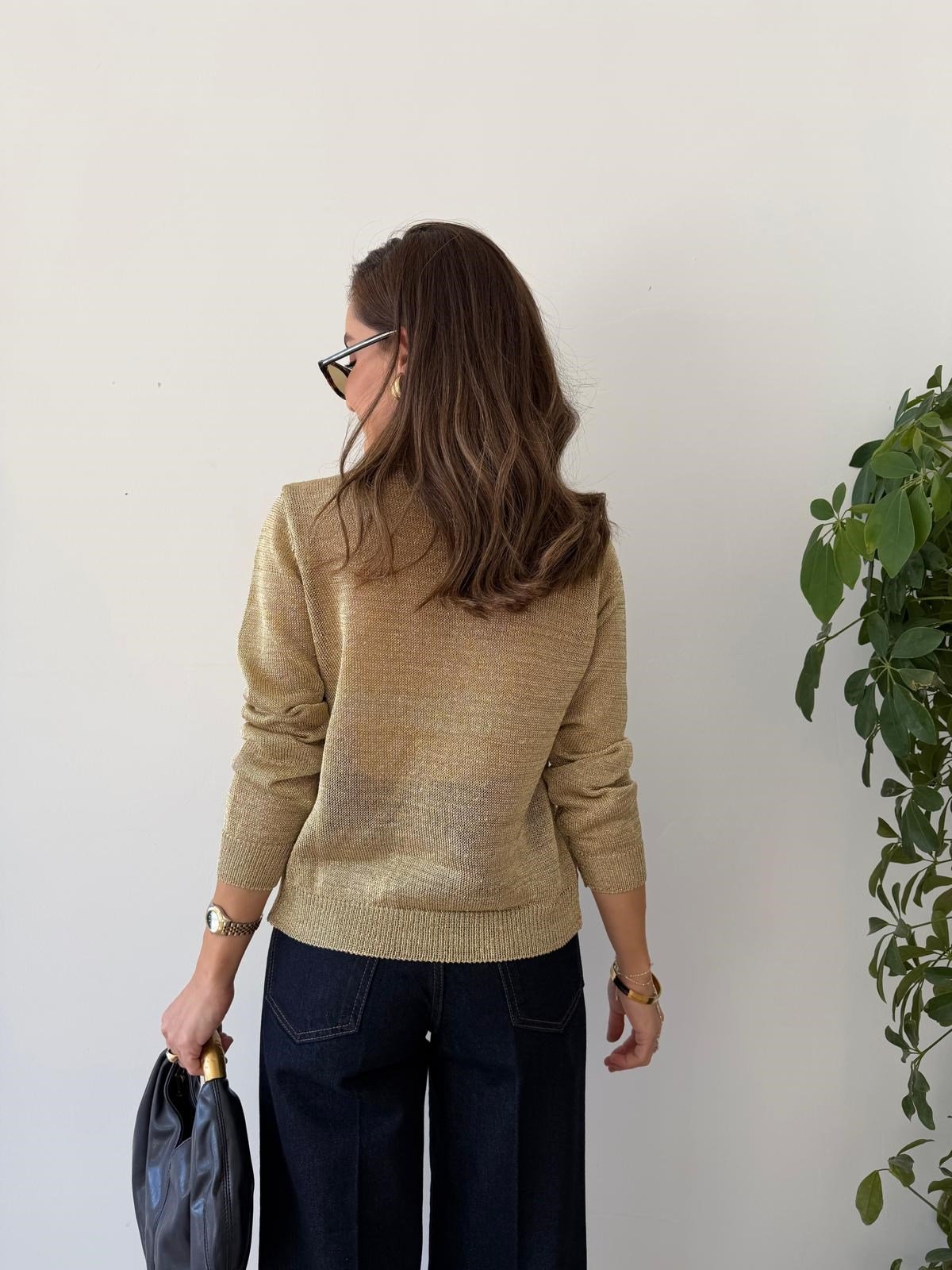 Gold Metalik İplik Basic Hırka 2844